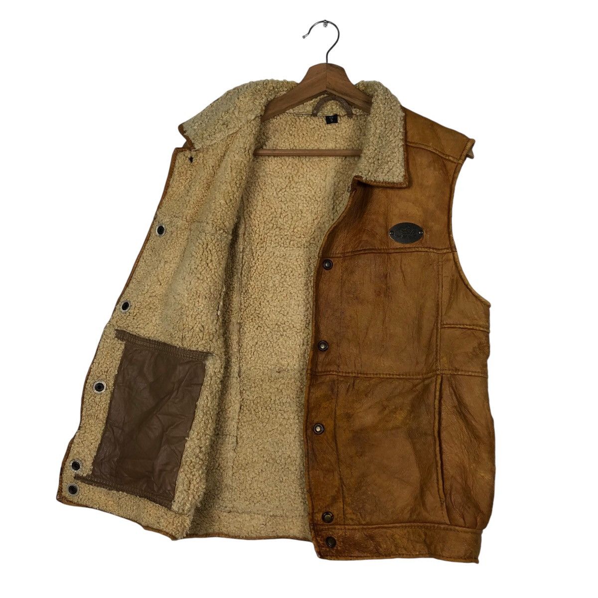📌Vintage Tank Top Leather Shearling Aotea New Zealand