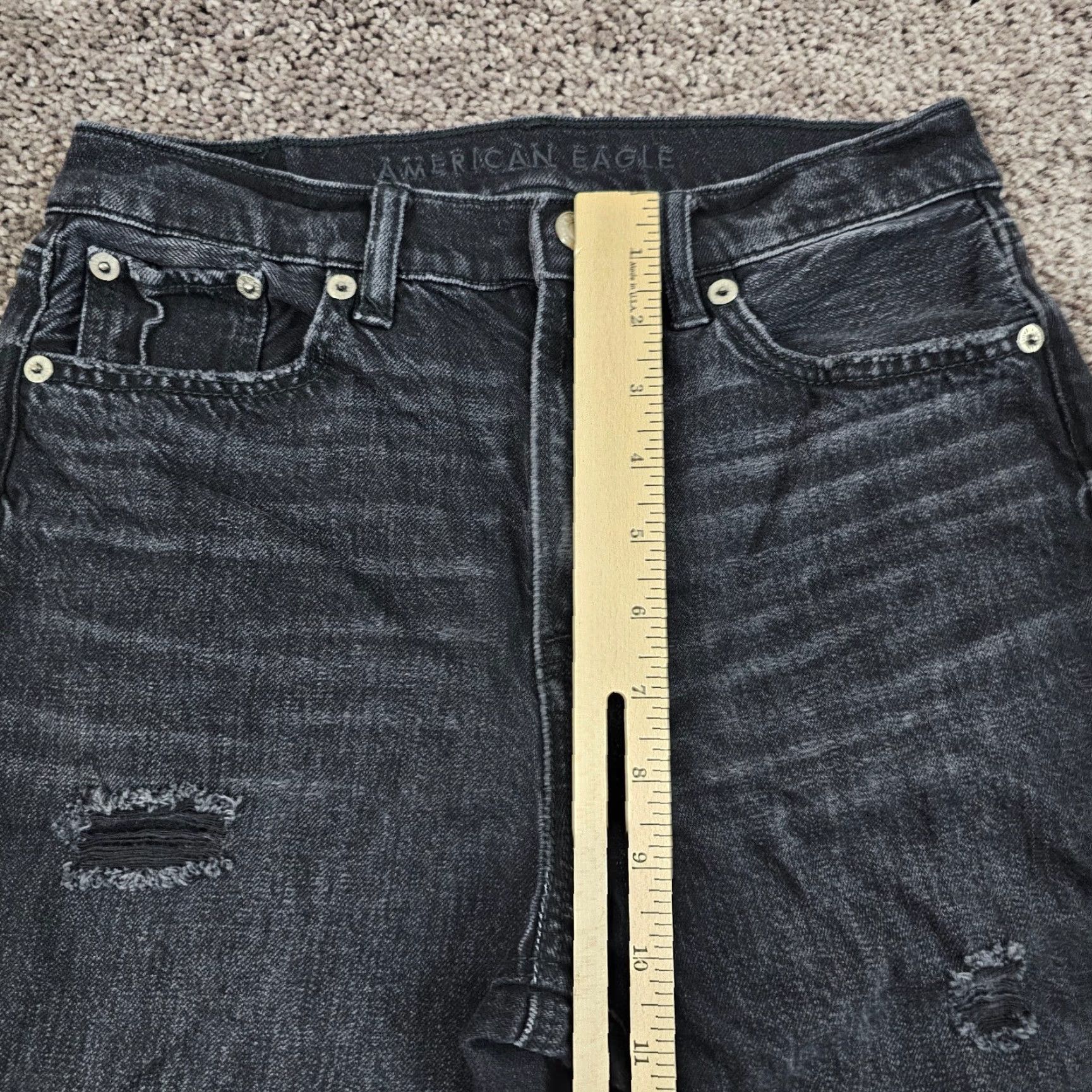 American Eagle Outfitters American Eagle Jeans Womens 0 High Rise Black Distressed Baggy 24x30 Grunge Size 25" / US 0 / IT 36 - 4 Thumbnail