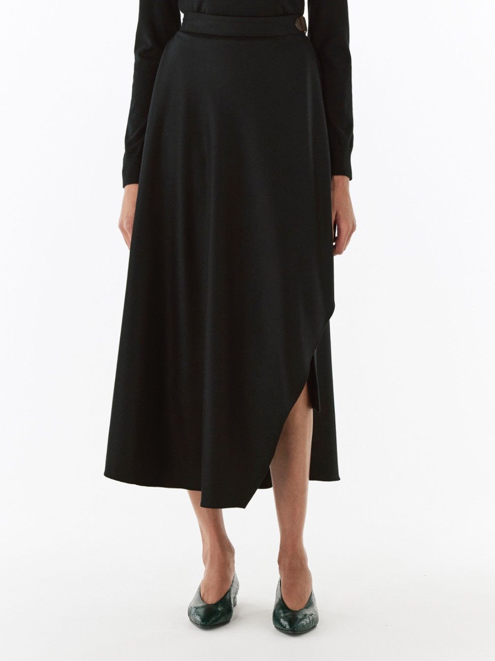 Loro Piana o1srvl11e1224 Alin Flannel Soft Skirt in Black Size 26" / US 2 / IT 38 - 3 Thumbnail
