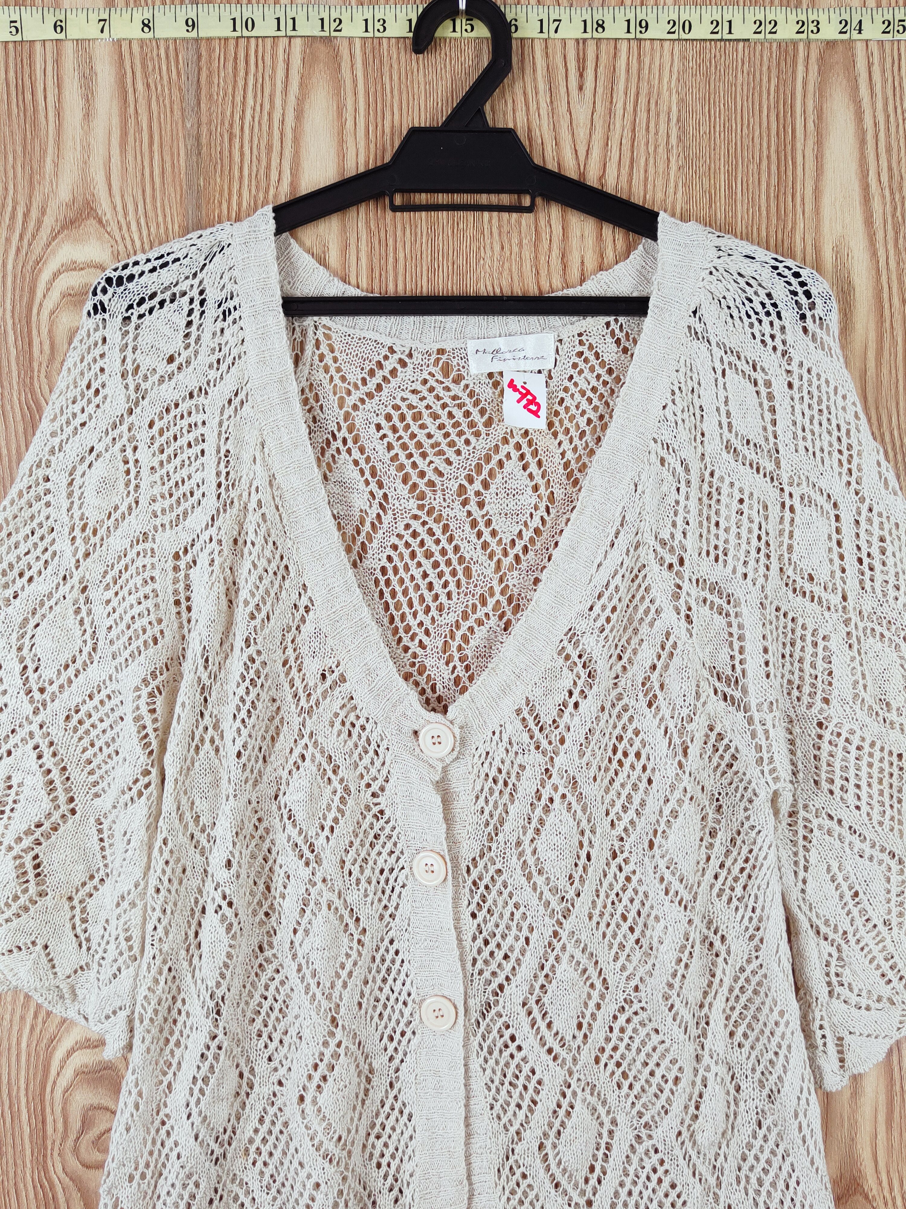 Vintage Mallorca Finistere Crochet MeshNet Knitwear Cardigan #W772 Size L / US 10 / IT 46 - 2 Thumbnail