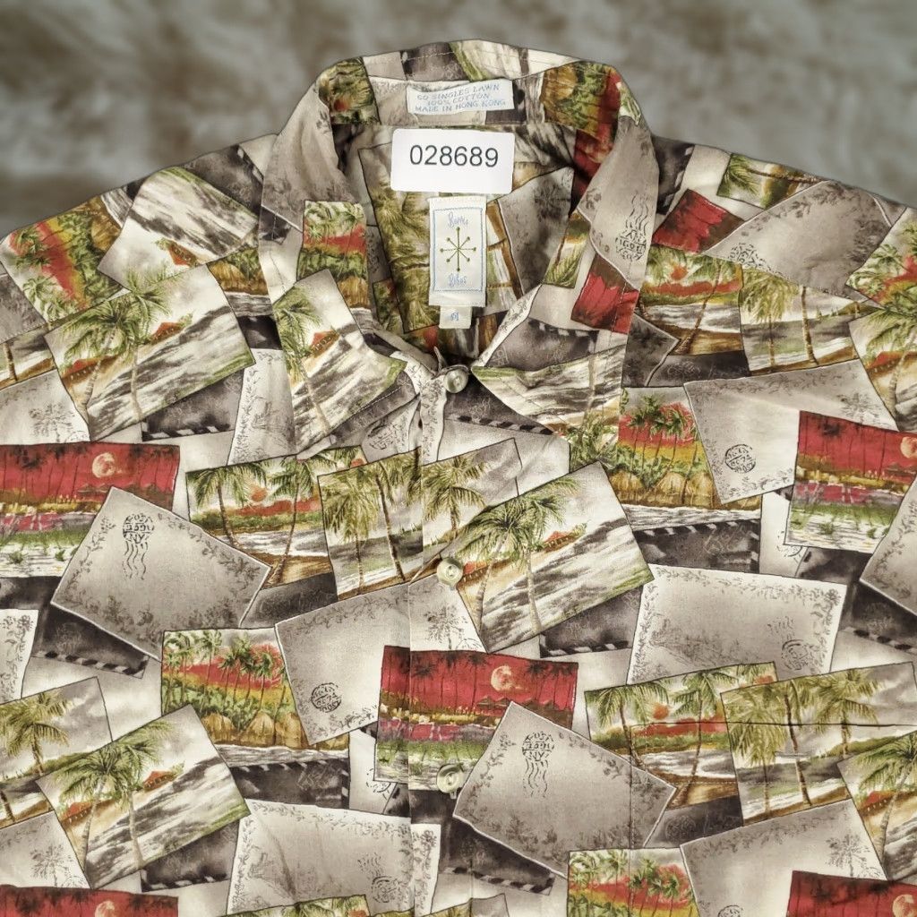 Vintage VINTAGE Burma Bibas Shirt Mens Medium Beige Postcard Print Geometric Button-Up 90s Mens Size US M / EU 48-50 / 2 - 1 Thumbnail