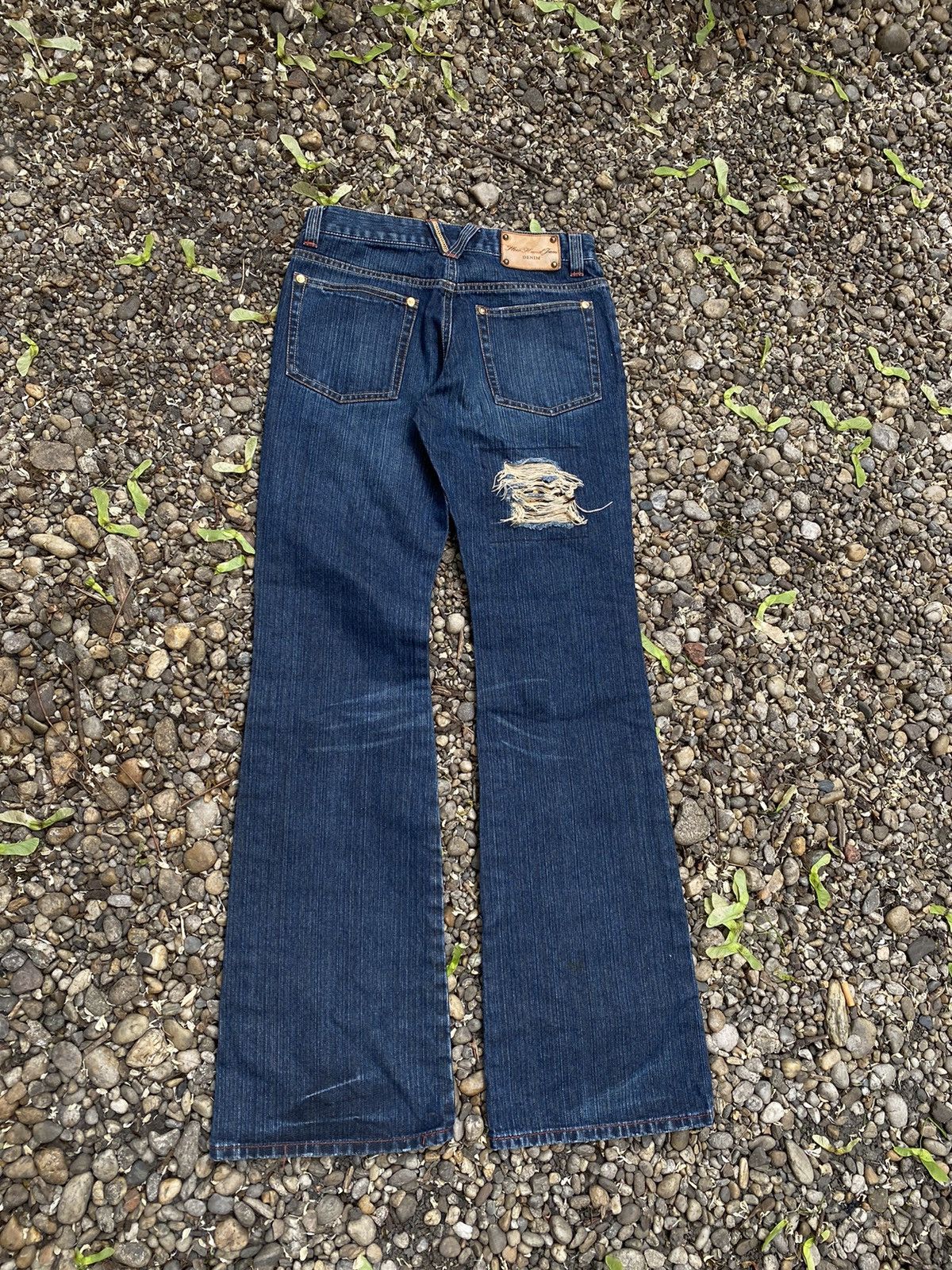 Japanese Brand Slow Hand Jam Distressed Flared Jeans Size 26" / US 2 / IT 38 - 2 Thumbnail