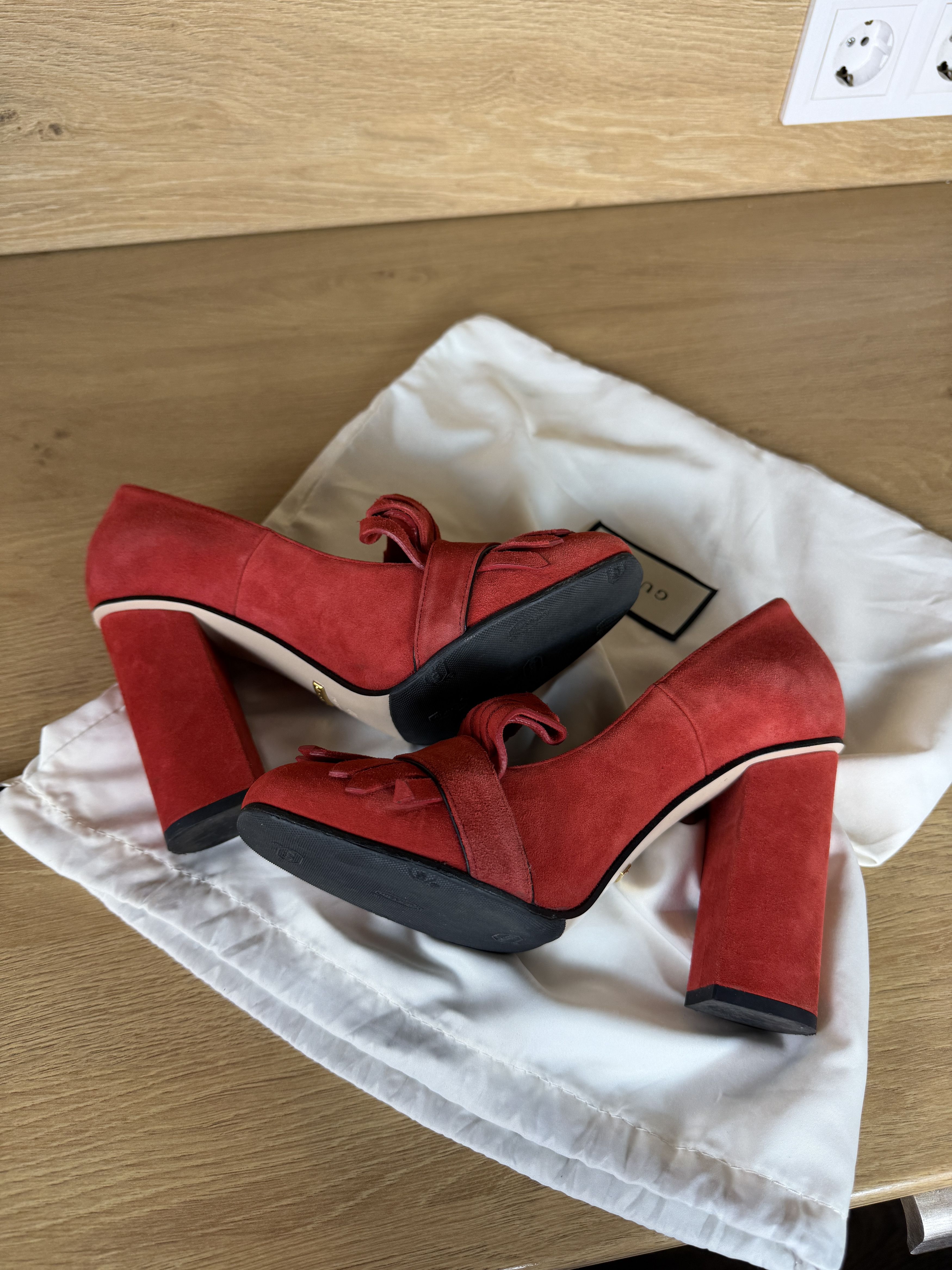 Gucci GUCCI marmont suede higt heel heels pumps red size Size US 7 / IT 37 - 9 Thumbnail
