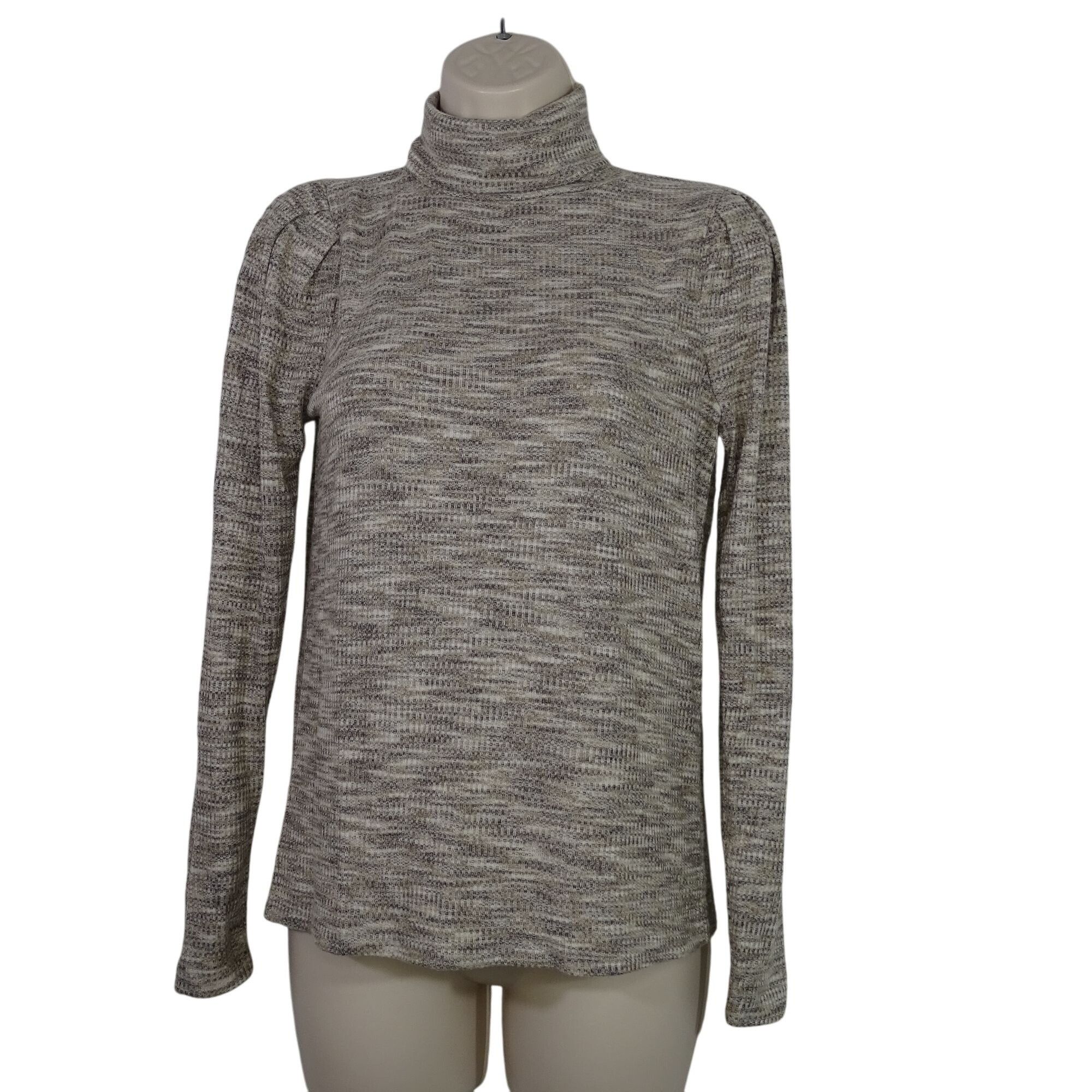 Loft Ann Taylor Loft Brown Cream Turtleneck Knit Top Size XS Size XS / US 0-2 / IT 36-38 - 1 Thumbnail