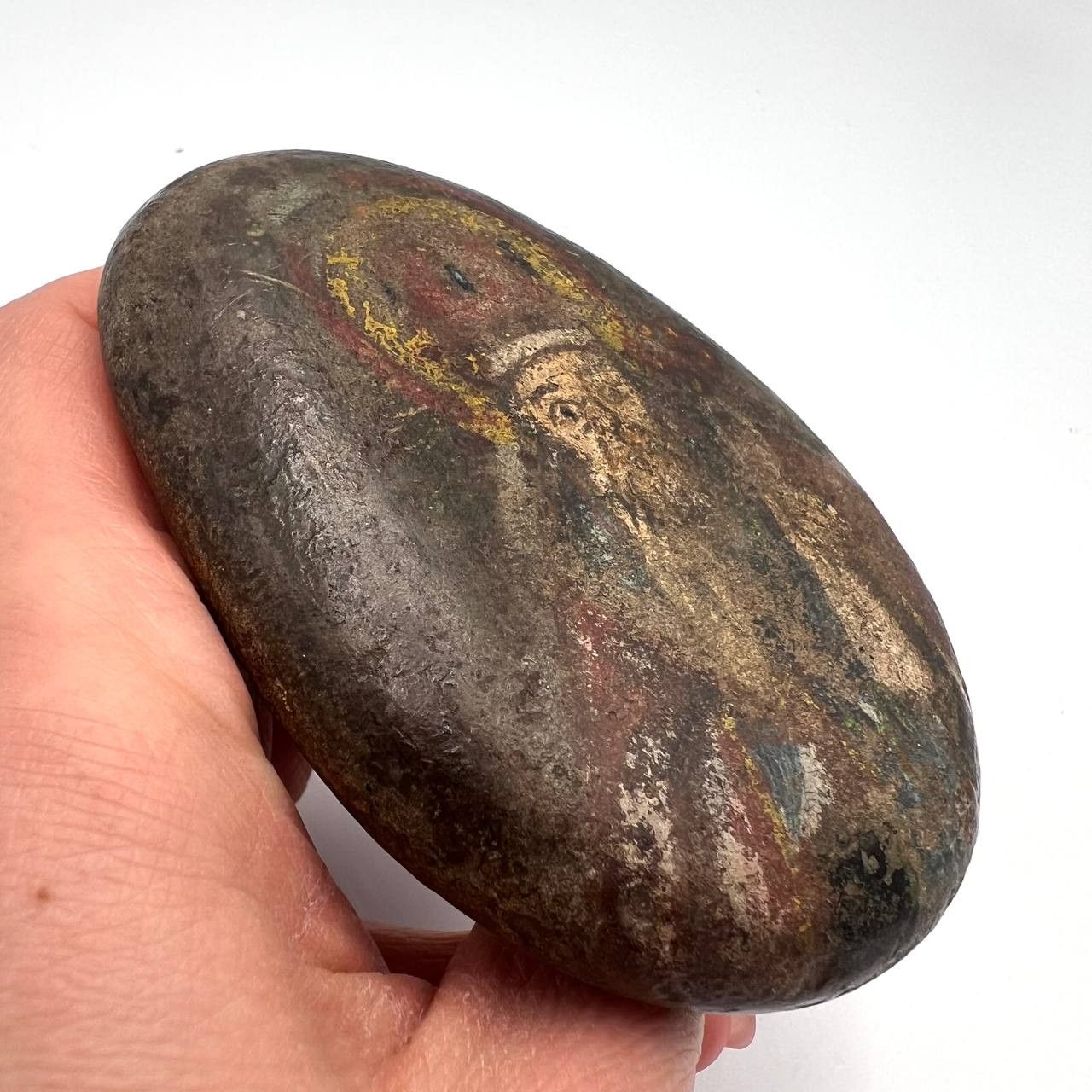 Other Rare 19th Hand Painted Stone Icon of Saint Nicholas Antique Size ONE SIZE - 5 Thumbnail