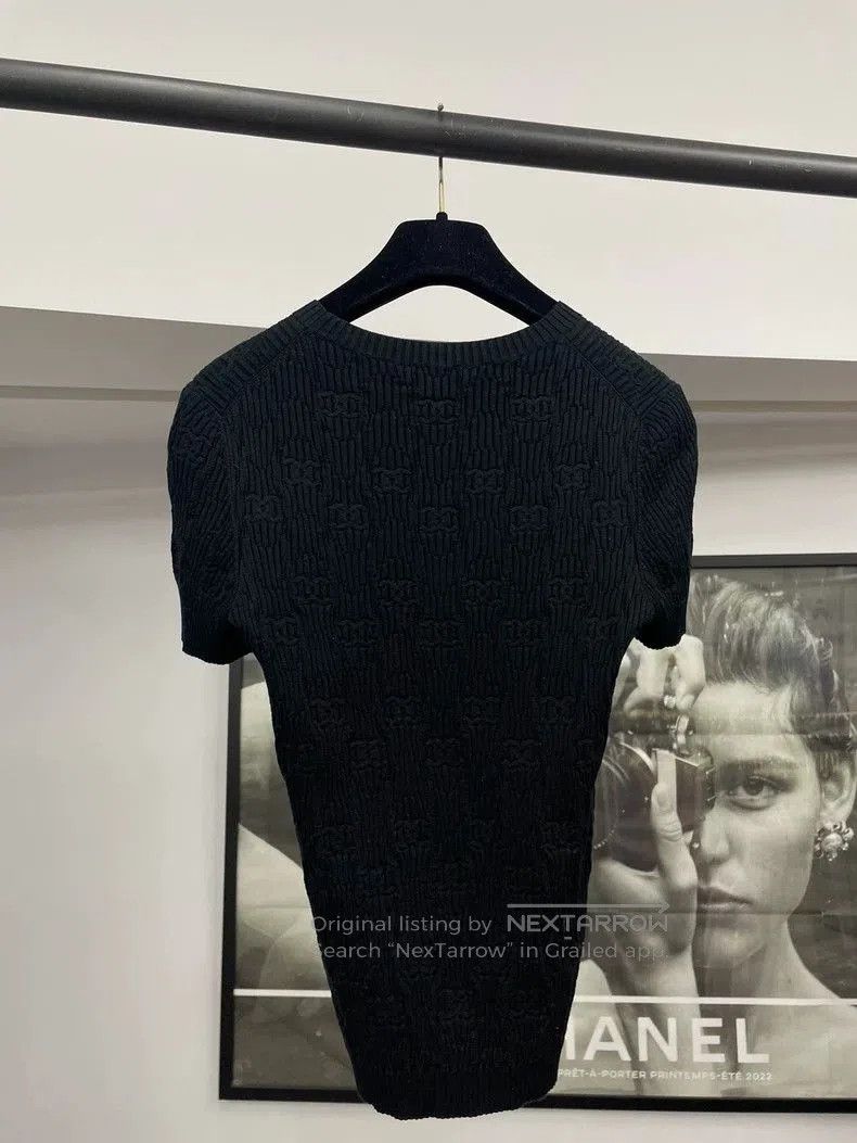 Chanel Chanel Black Logo Knit Short Sleeve Top. Size US M / EU 48-50 / 2 - 3 Thumbnail