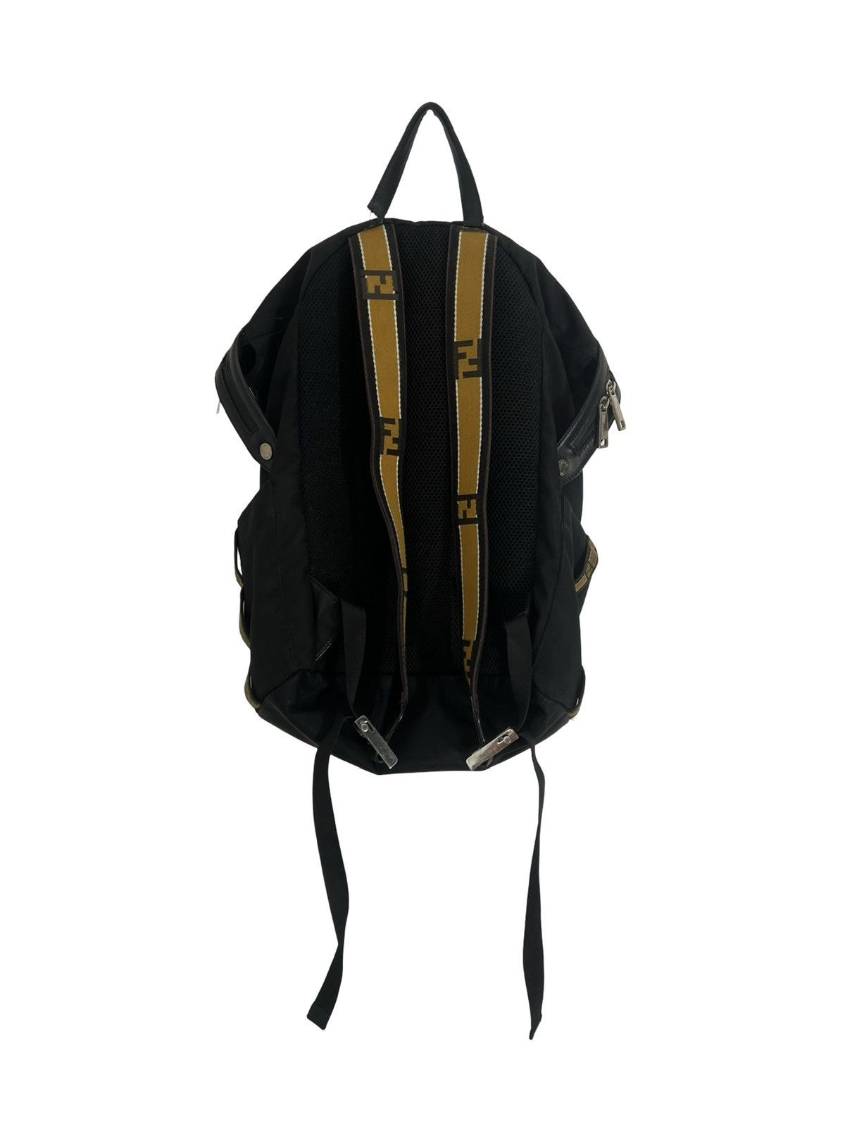 Fendi Fendi Backpack Black and Yellow Logo Straps Adjustable Size ONE SIZE - 1 Thumbnail