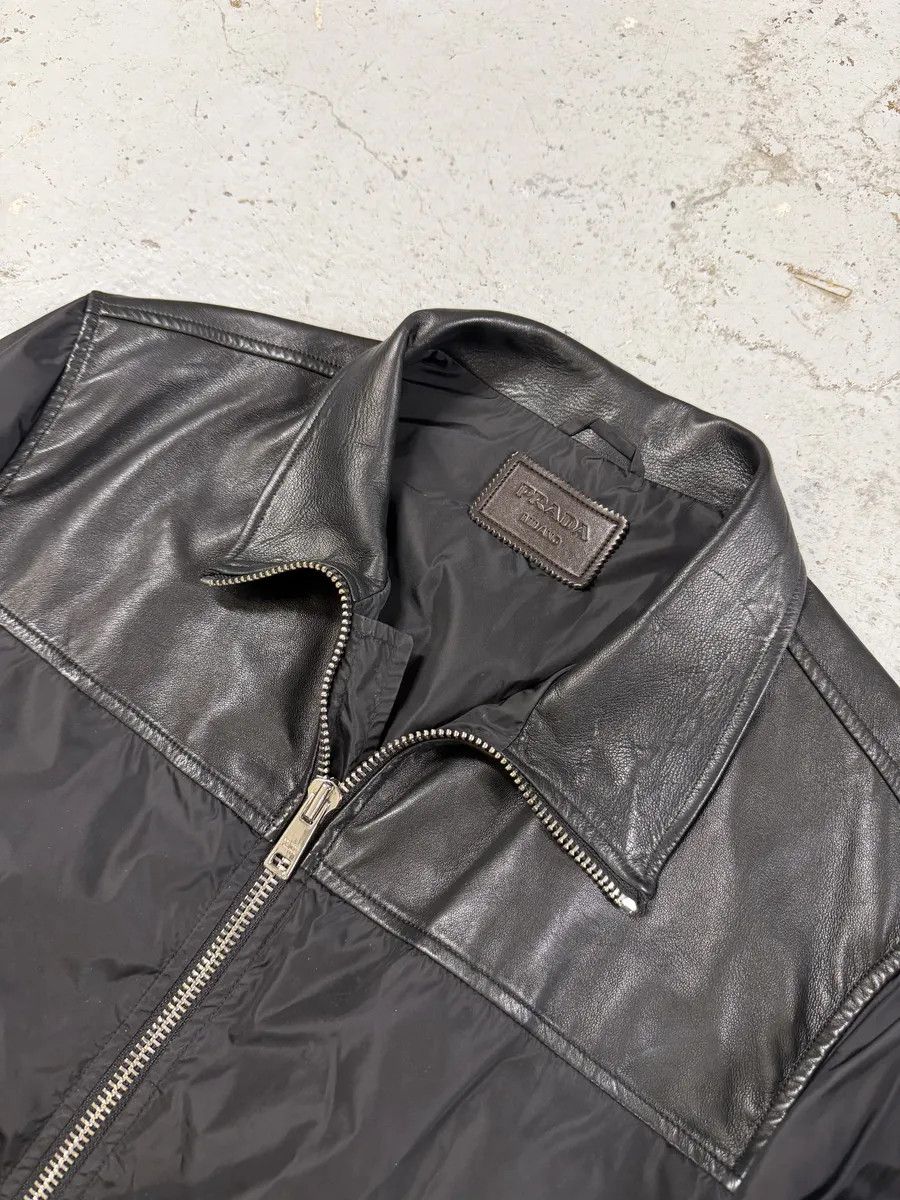 Prada SS2013 Prada Black Hybrid Leather Nylon Jacket Size US M / EU 48-50 / 2 - 14 Thumbnail