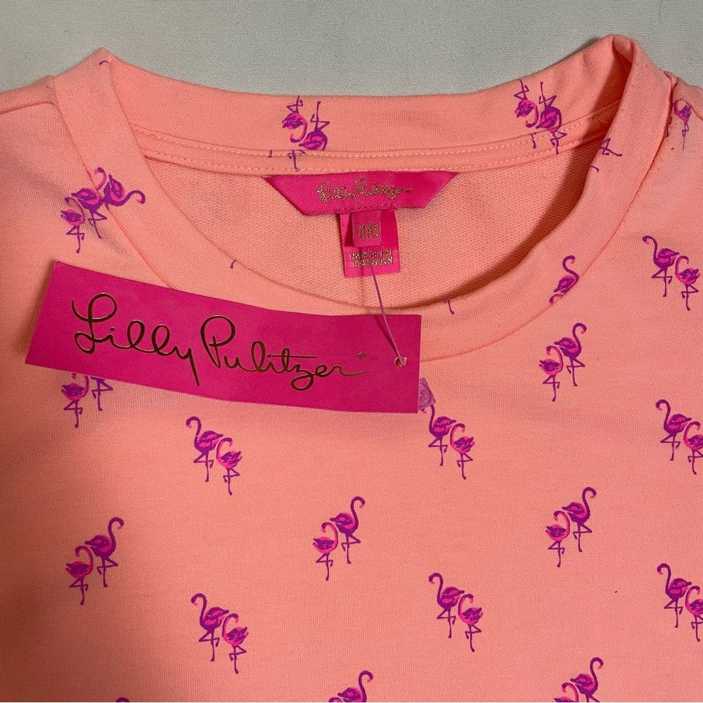 Lilly Pulitzer NWT New $108 Lilly Pulitzer Jansen Peach Flamingo Sweatshir Size XXS / US 00 / IT 34 - 9 Thumbnail