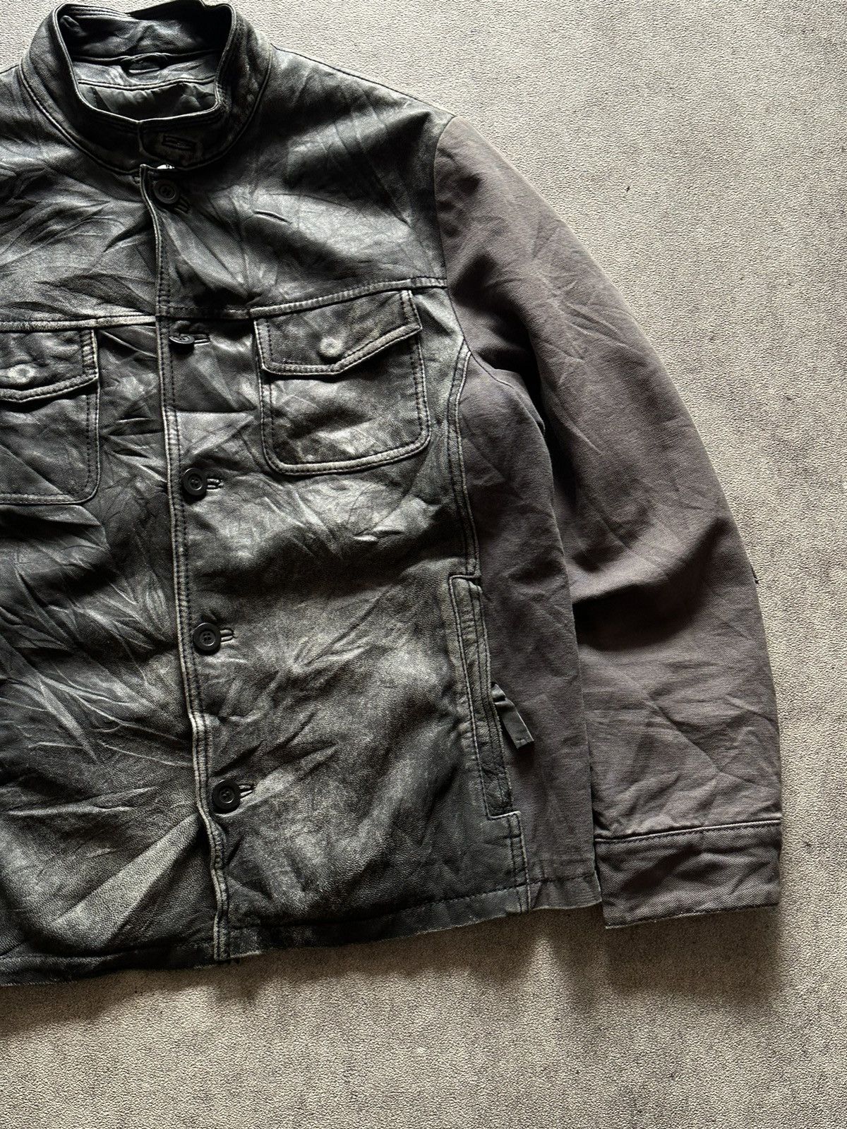 Giorgio Armani 2000s Armani Jeans Leather Mix Canvas Bomber Jacket Size US L / EU 52-54 / 3 - 3 Thumbnail