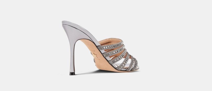 Dior o1w1db11024 Gem Heeled Slides in Silver Size US 10 / IT 40 - 3 Thumbnail