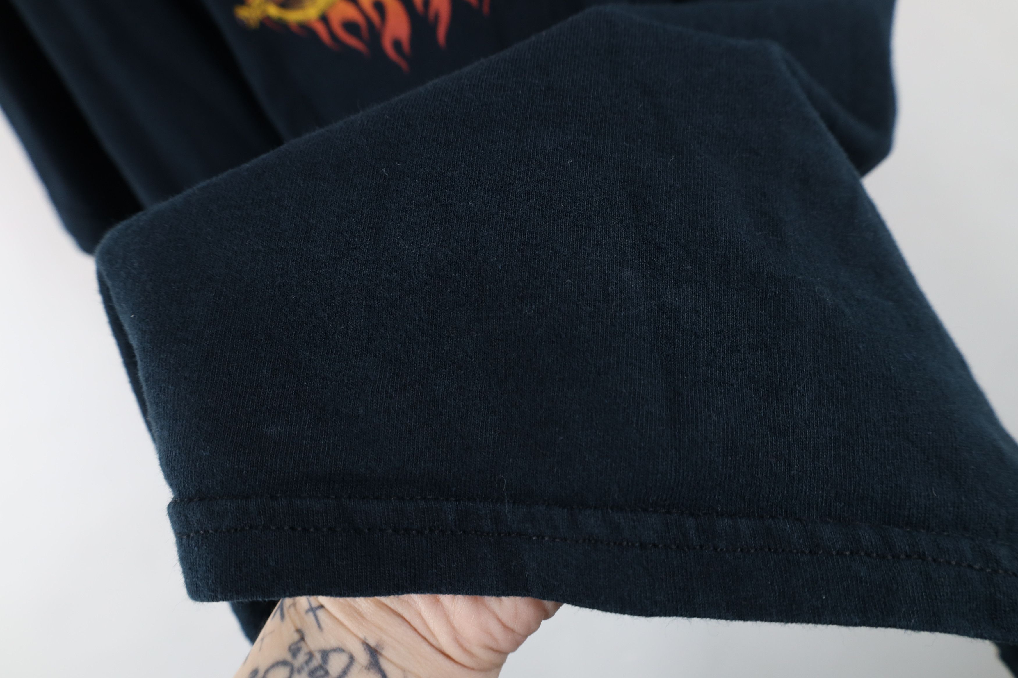 Vintage Vintage 90s Y2K Streetwear Skull Fire Flames T-Shirt Black Size US XL / EU 56 / 4 - 7 Thumbnail