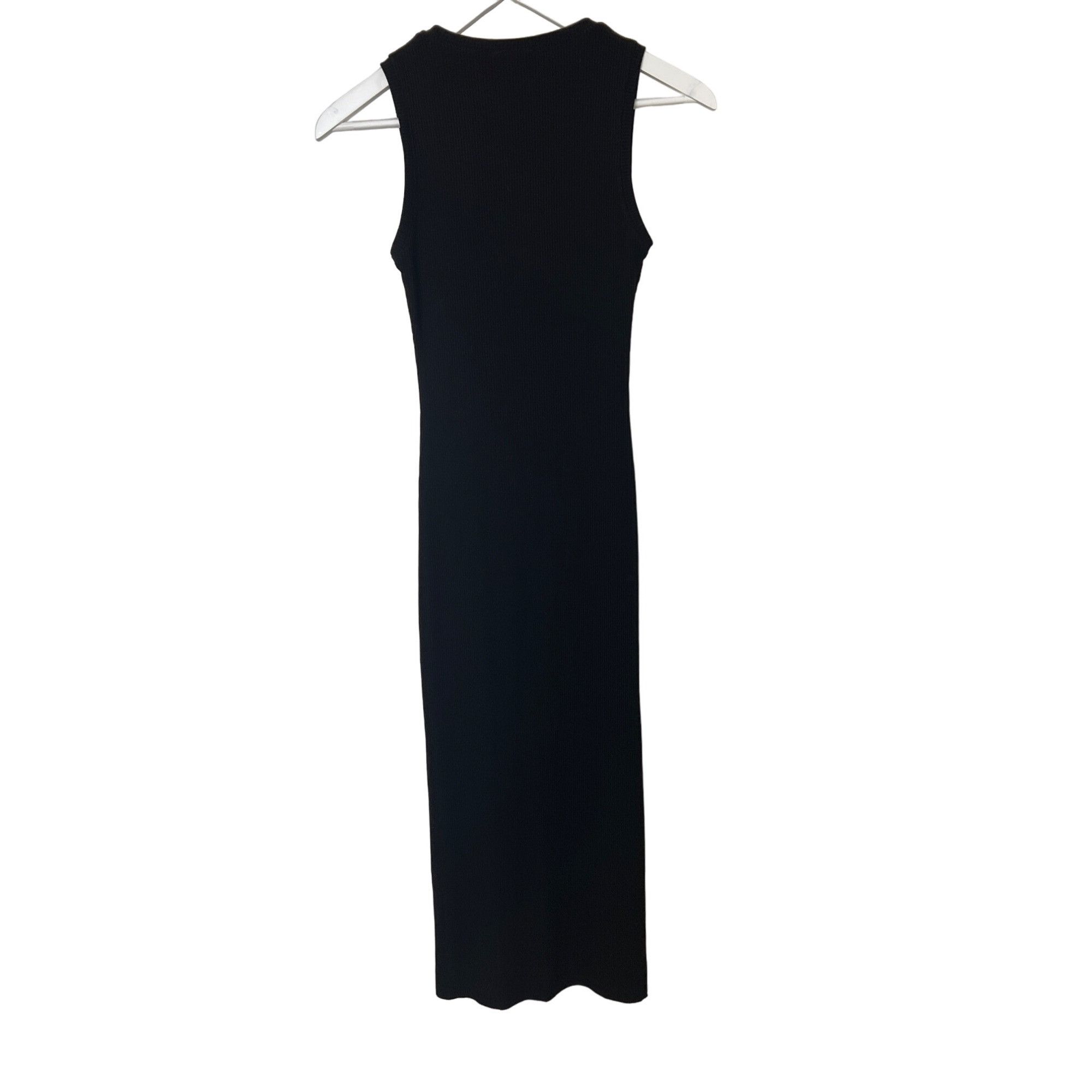 Zara Zara Black Ribbed Button Front Detail Sleeveless Midi Dress | Grailed