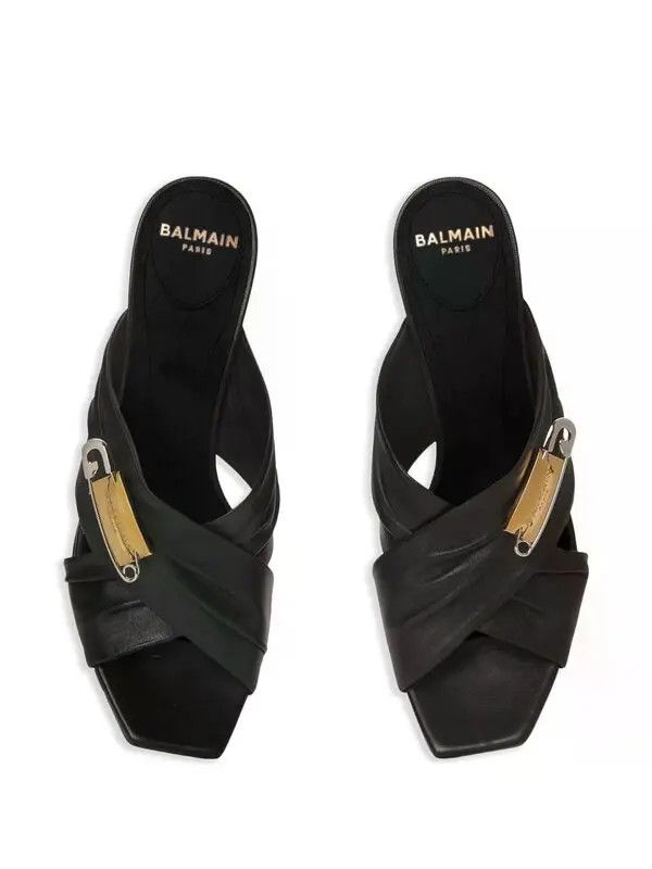 Balmain o1s1wg111225 Safety Pin Stiletto Sandals in Black Size US 5 / IT 35 - 5 Thumbnail