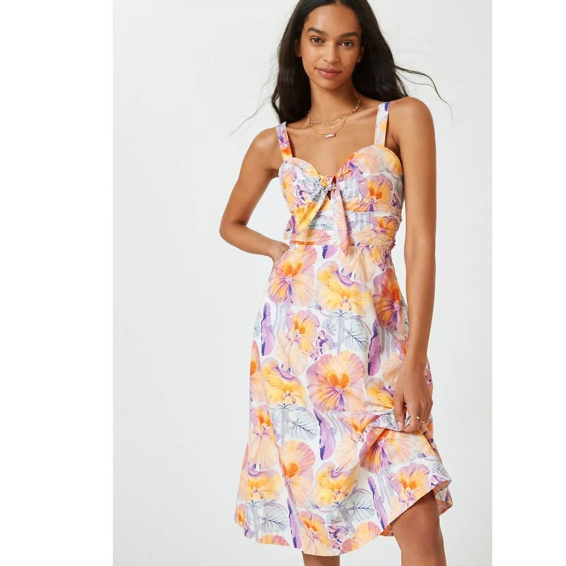 Anthropologie New Anthropologie Cecilia Pettersson Tie-Front Midi Dress Size M / US 6-8 / IT 42-44 - 3 Thumbnail