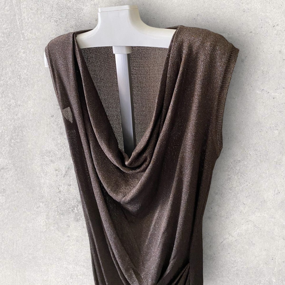 Vivienne Westwood Fall 2011 Brown Glitter Cowl Neck Dress Size M / US 6-8 / IT 42-44 - 2 Thumbnail