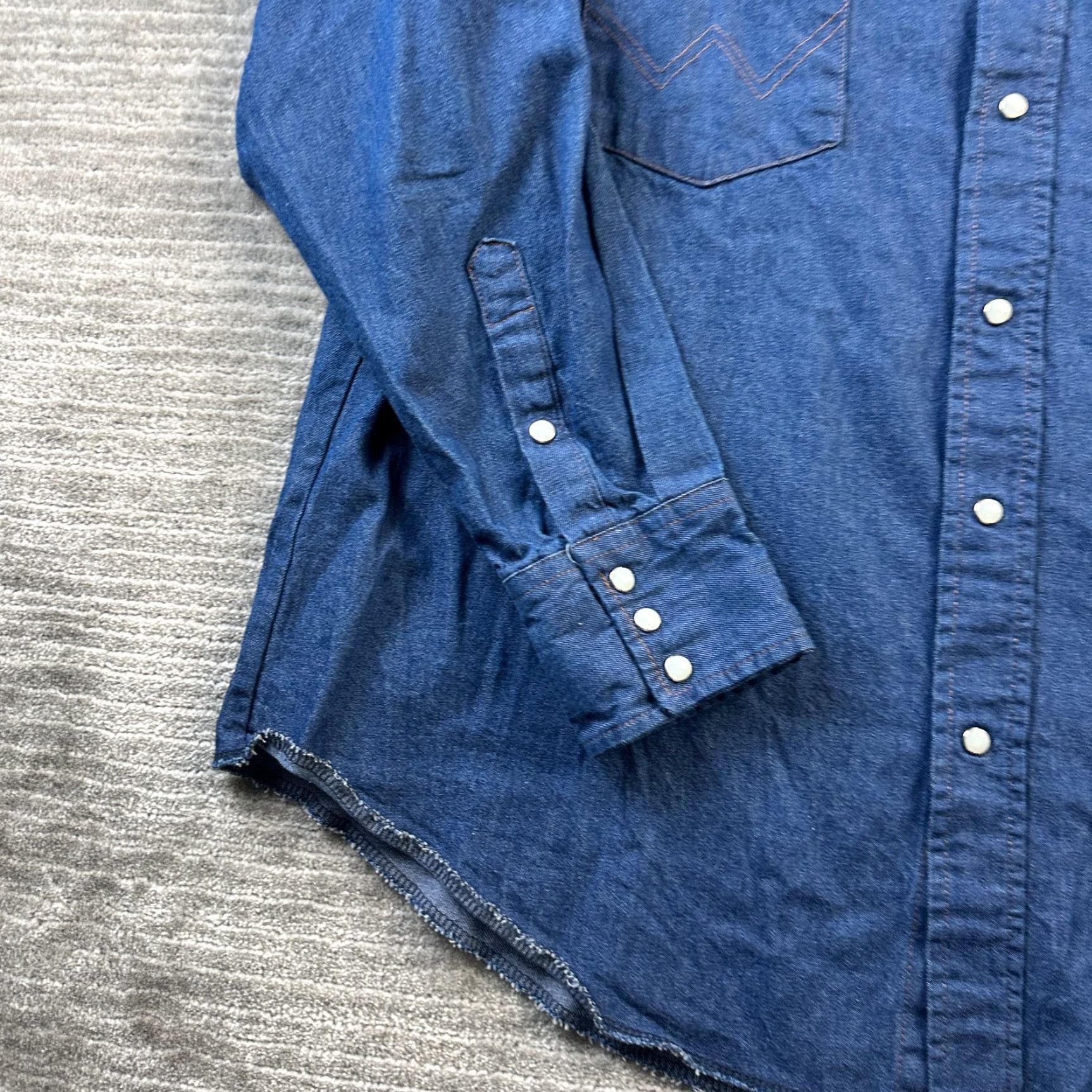 Wrangler Wrangler Shirt Mens Extra Large Western Blue Denim Jean Pearl Snap Size US XL / EU 56 / 4 - 3 Thumbnail
