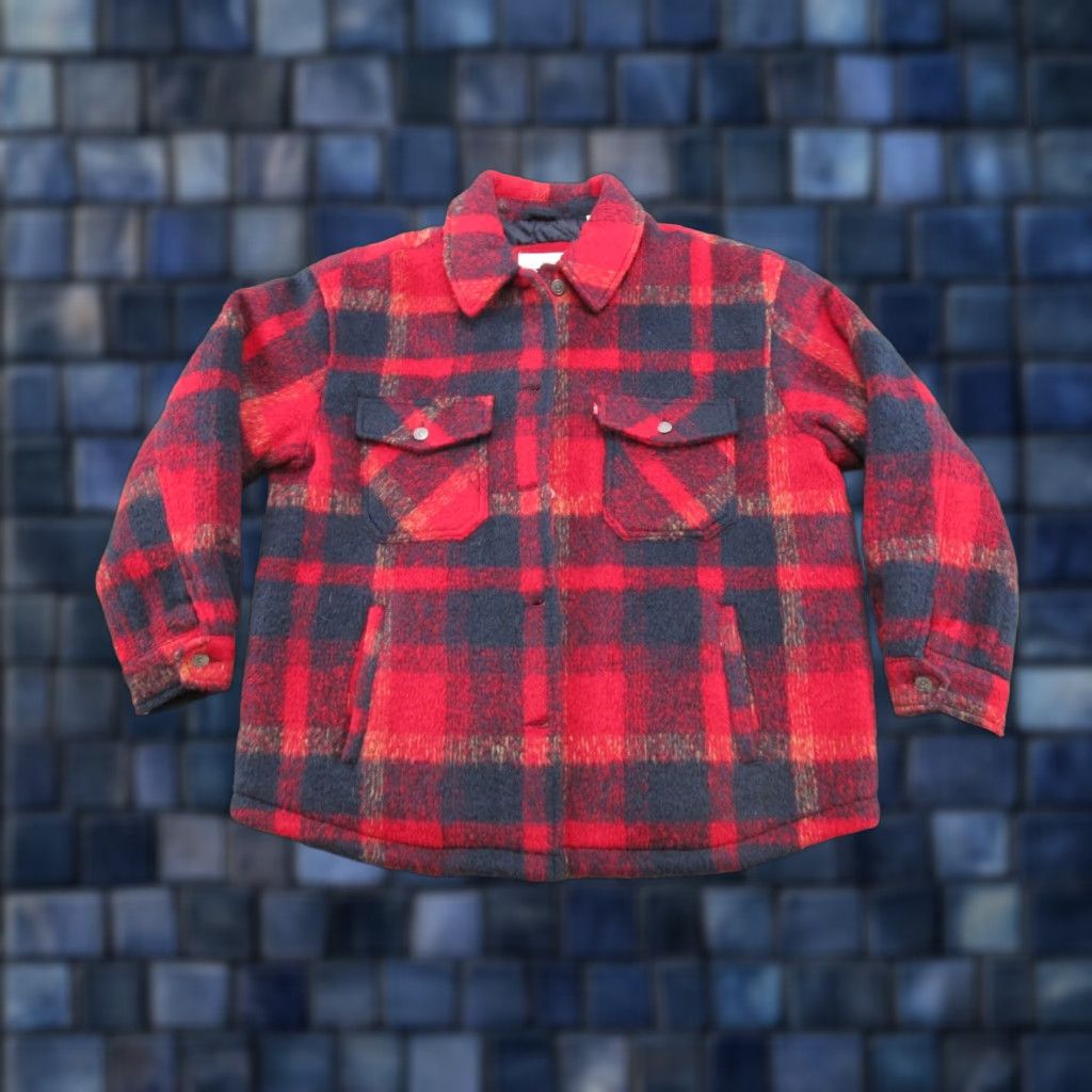 Levi's Levi's Mens Plaid Shirt Jacket XL Lined Pockets Casual FAll Winter Buffalo Red Black Size US XL / EU 56 / 4 - 1 Thumbnail