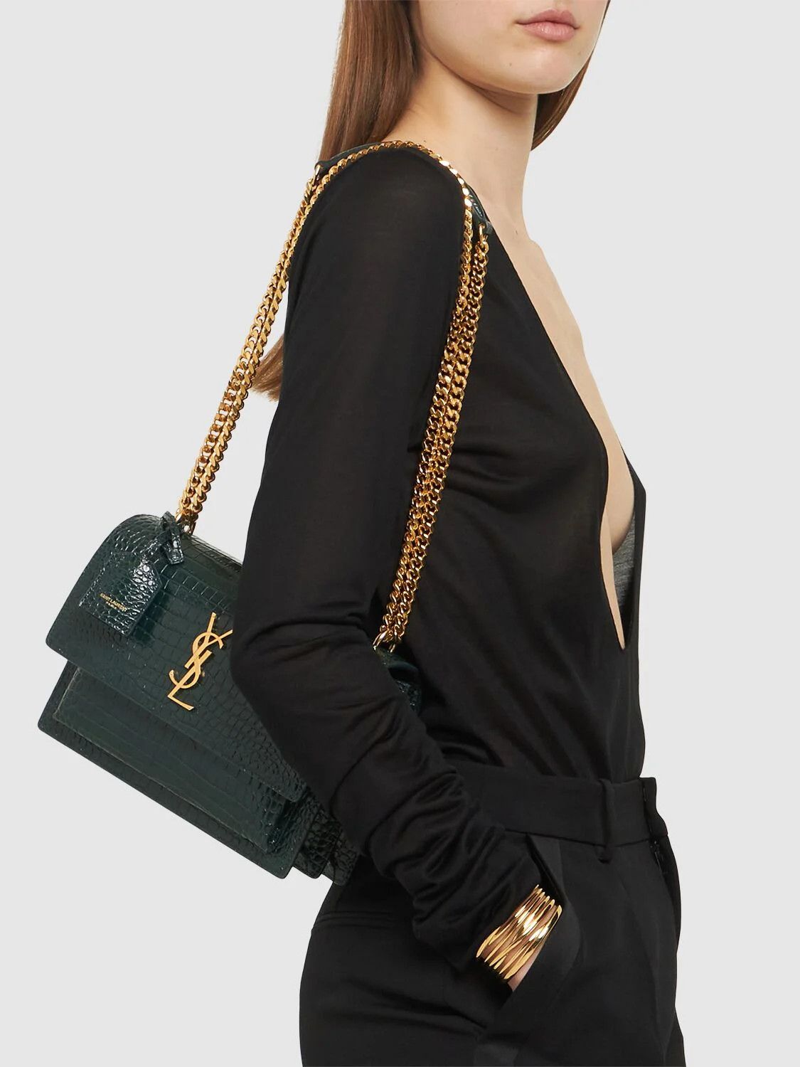 Saint Laurent Paris o1b1hav110724 Size: OS / Sunset Medium Leather Bag in Green Size ONE SIZE - 2 Thumbnail