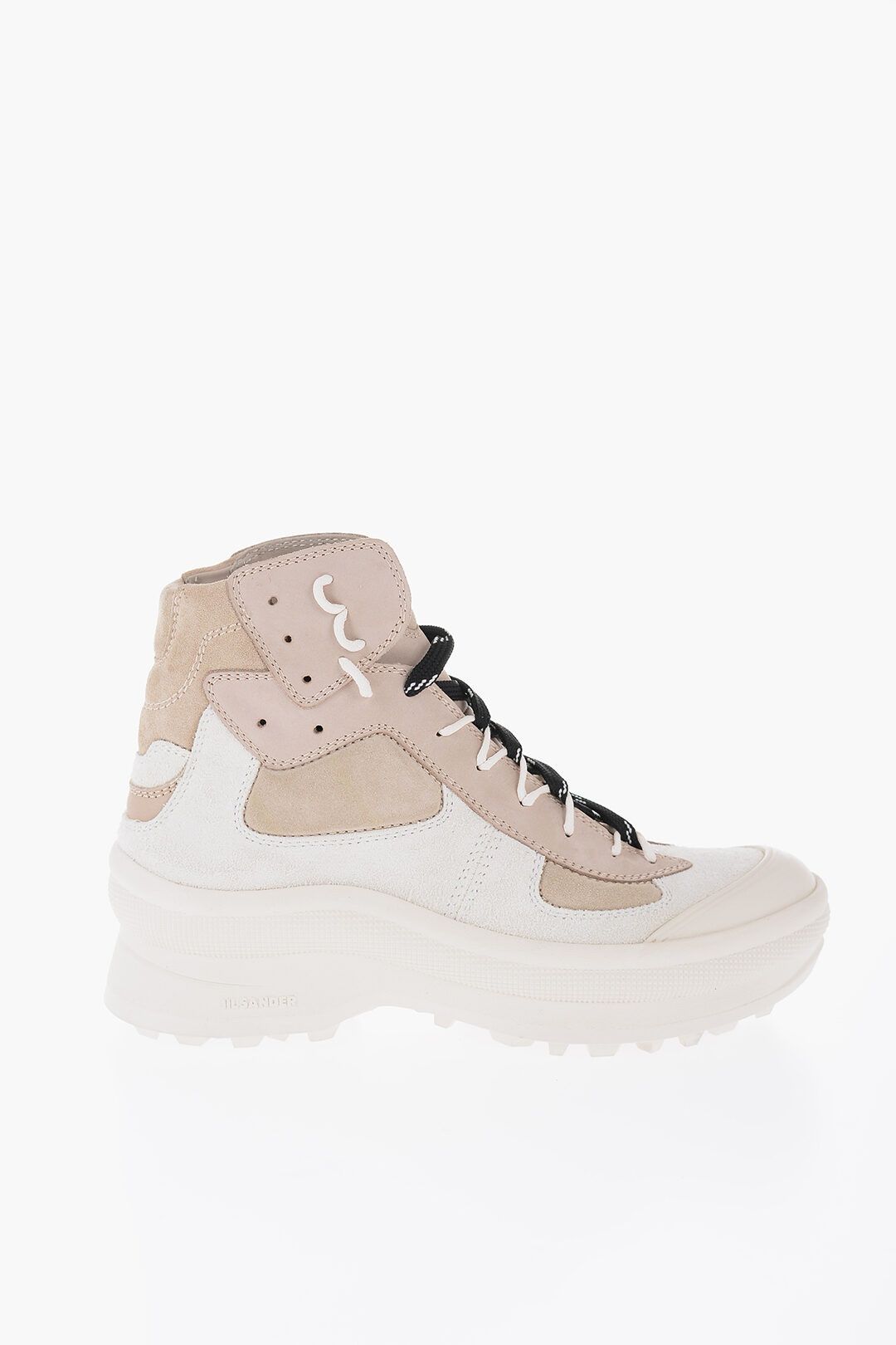 image of Jil Sander Og1Mm0424 Suede Leather Hi-Top Sneakers In Beige White, Men's (Size 8)