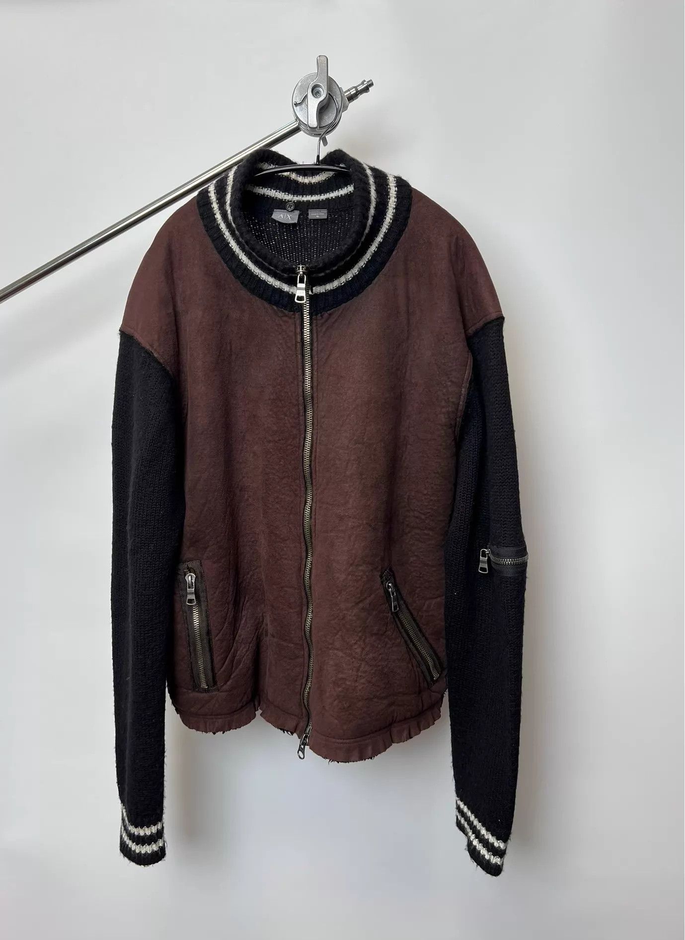Armani Exchange A|X Suede & Polar Fleece Paneled Sweater Jacket Size US XL / EU 56 / 4 - 1 Thumbnail