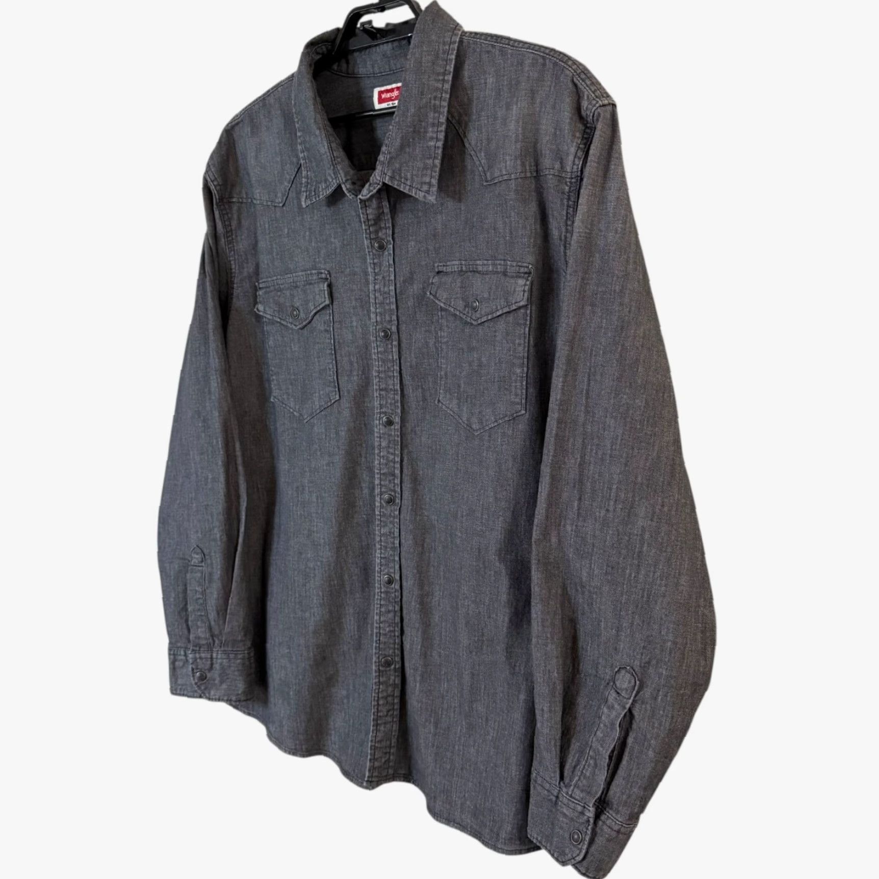 Wrangler Wrangler Shirt Gray Denim 3XL Pearl-Snap Western Button-Up Long-Sleeve Men's Size US XXL / EU 58 / 5 - 2 Thumbnail
