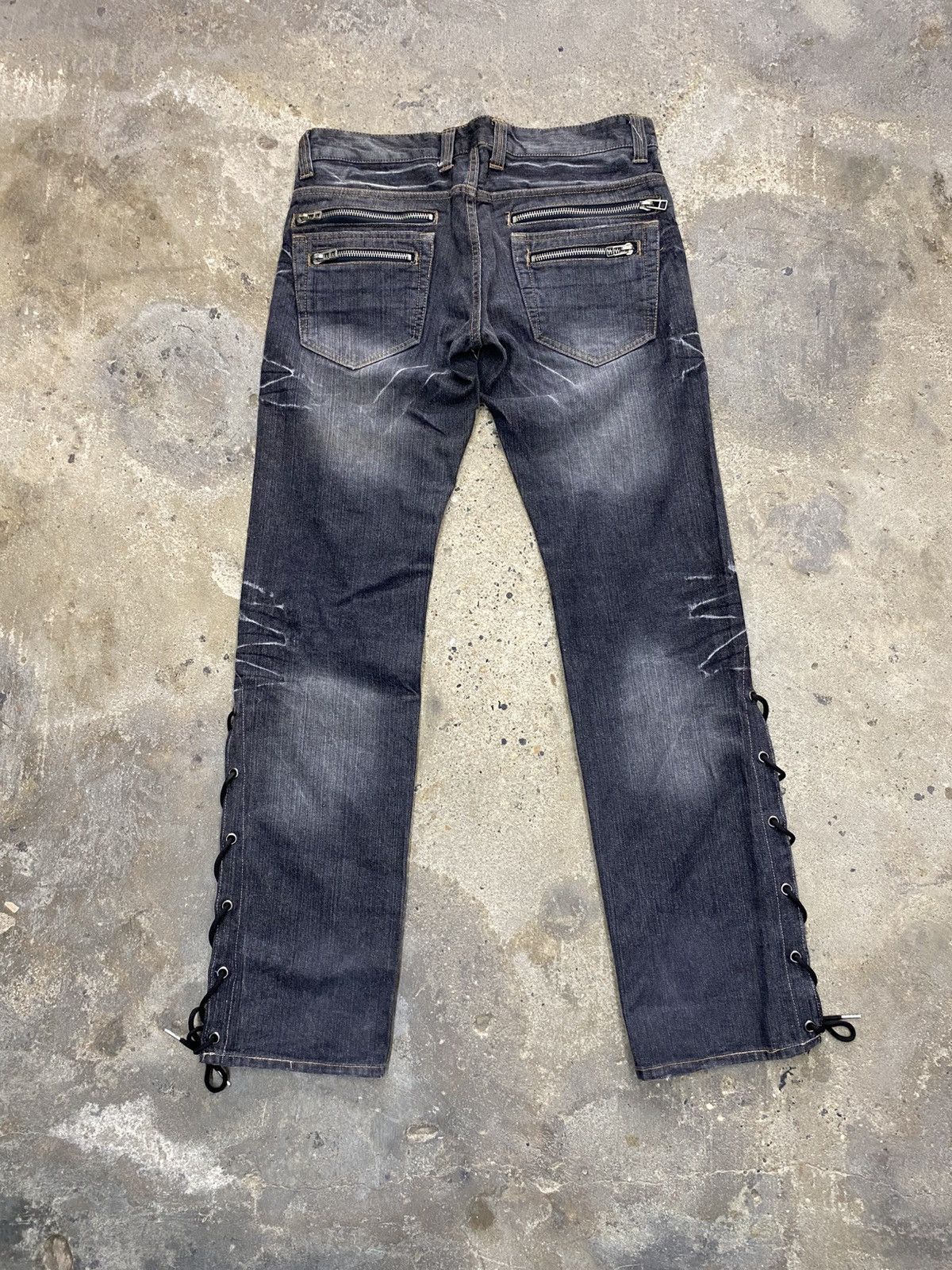 Japanese Brand Root three side laced jeans wash Size US 34 / EU 50 - 14 Thumbnail