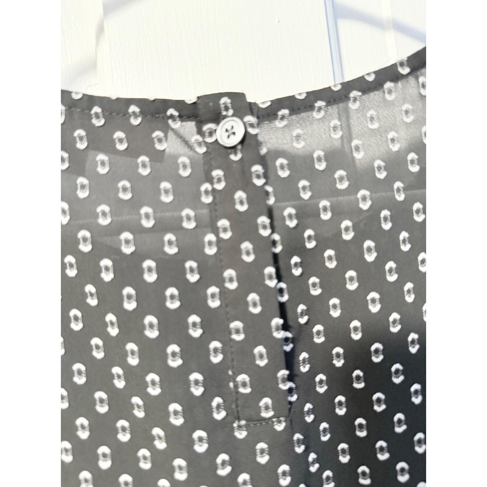 Other Loft Blouse Womens Medium Black White Ruffle Cuff Chiffon Size M / US 6-8 / IT 42-44 - 4 Thumbnail