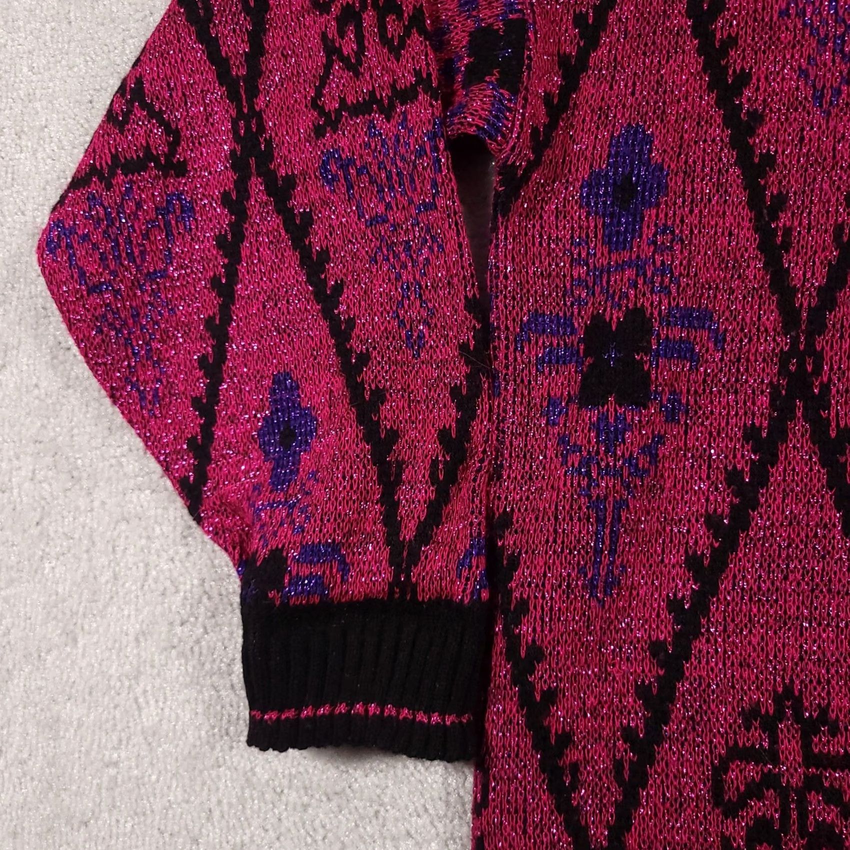 Vintage VINTAGE Distinctly Different Sweater Womens 22W Pink 80s Acrylic Pullover Geometric Glitter Crew Neck Size 3XL / US 20-22 - 5 Thumbnail