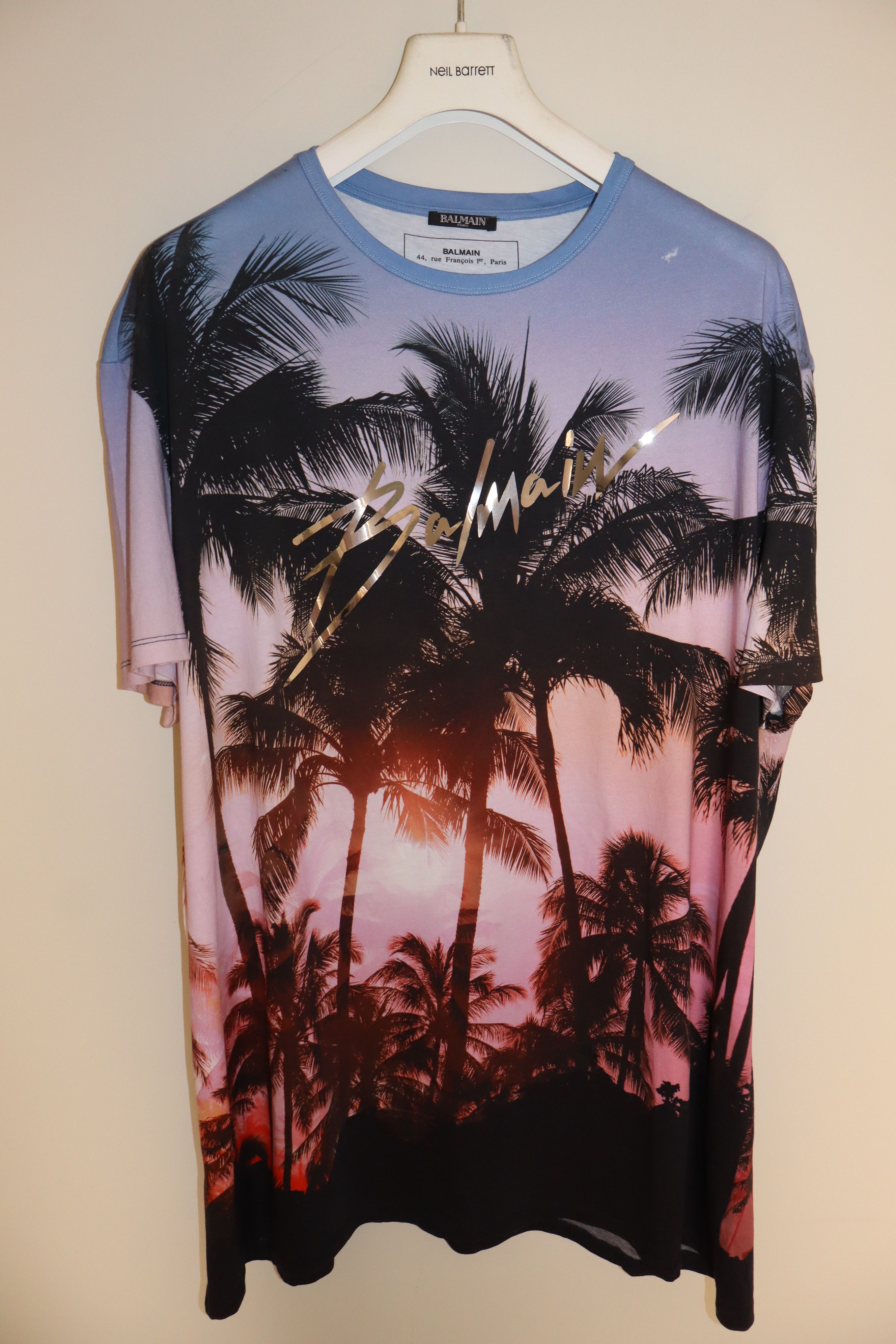 Balmain Palm print logo t-shirt Size US XXL / EU 58 / 5 - 1 Thumbnail
