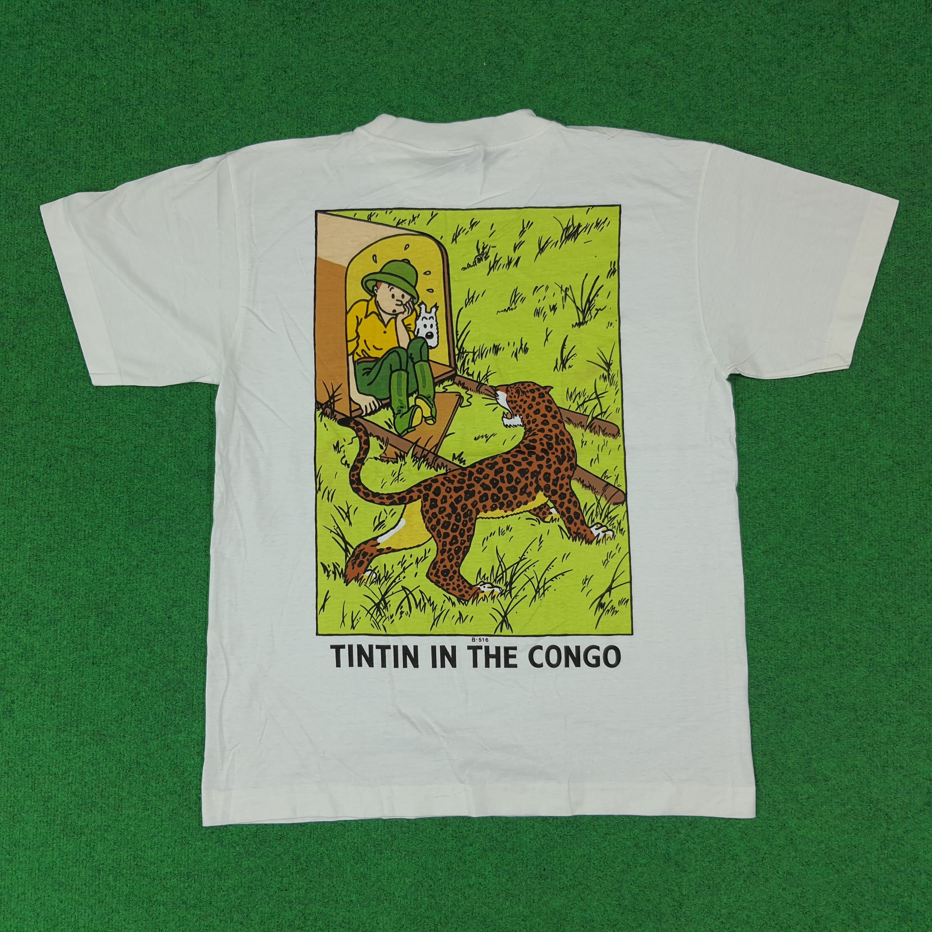 Vintage Vintage 90s Tintin in the Congo Comic Graphic Tee C276N3 Size US L / EU 52-54 / 3 - 1 Thumbnail