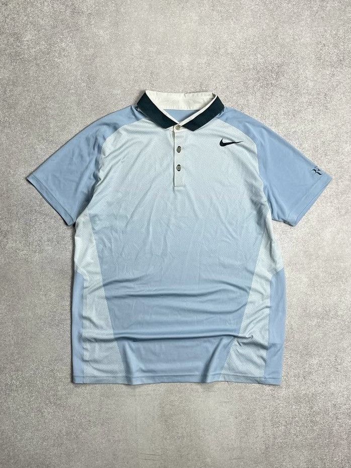 Nike × Vintage Vintage Nike RF Roger Federer Blue Archive Shirt L Size US L / EU 52-54 / 3 - 1 Thumbnail