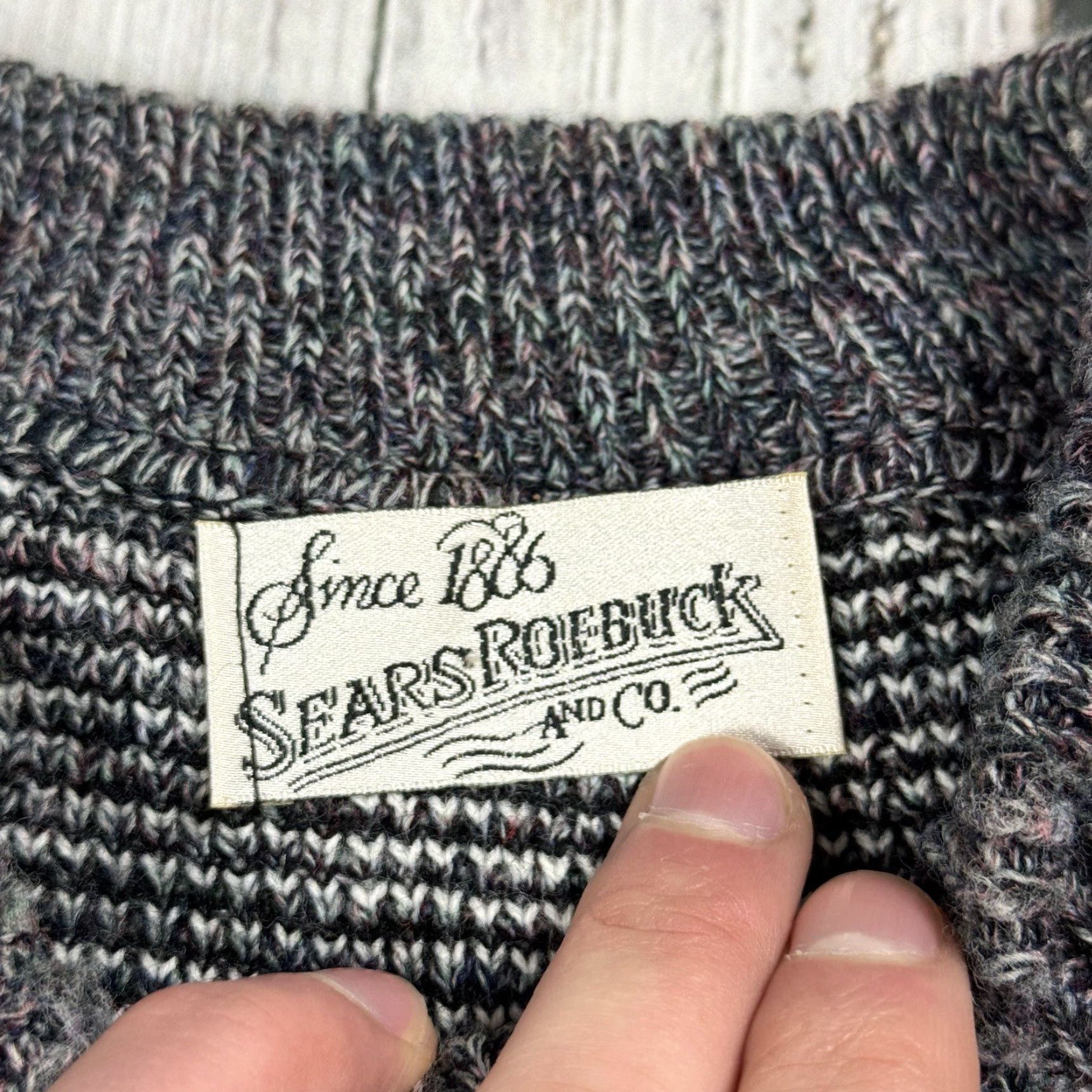 Sears VINTAGE Sears Roebuck Abstract Geometric Pullover Sweater Men's Large Gray 90s Size US L / EU 52-54 / 3 - 5 Thumbnail