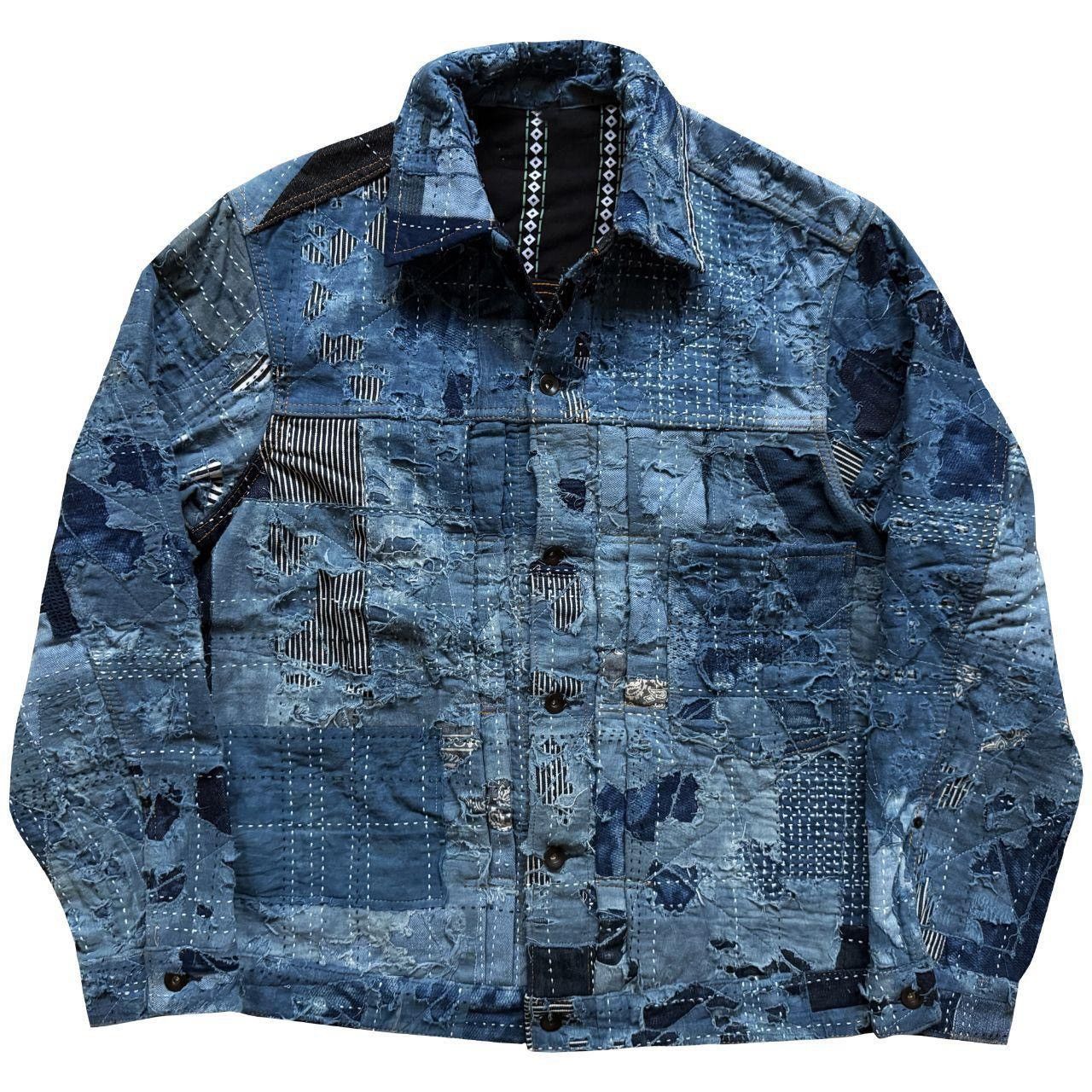 Kapital Indigo Boro Sashiko Denim Jacket Size US XL / EU 56 / 4 - 1 Thumbnail