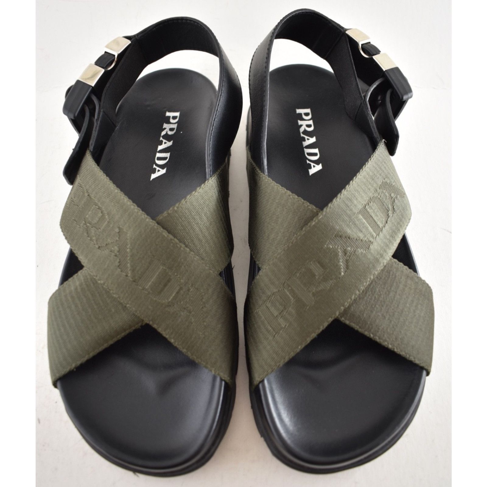 Prada Prada Montana Nastro Criss Cross Strap Buckle Green Black Size US 5.5 / IT 35.5 - 7 Thumbnail