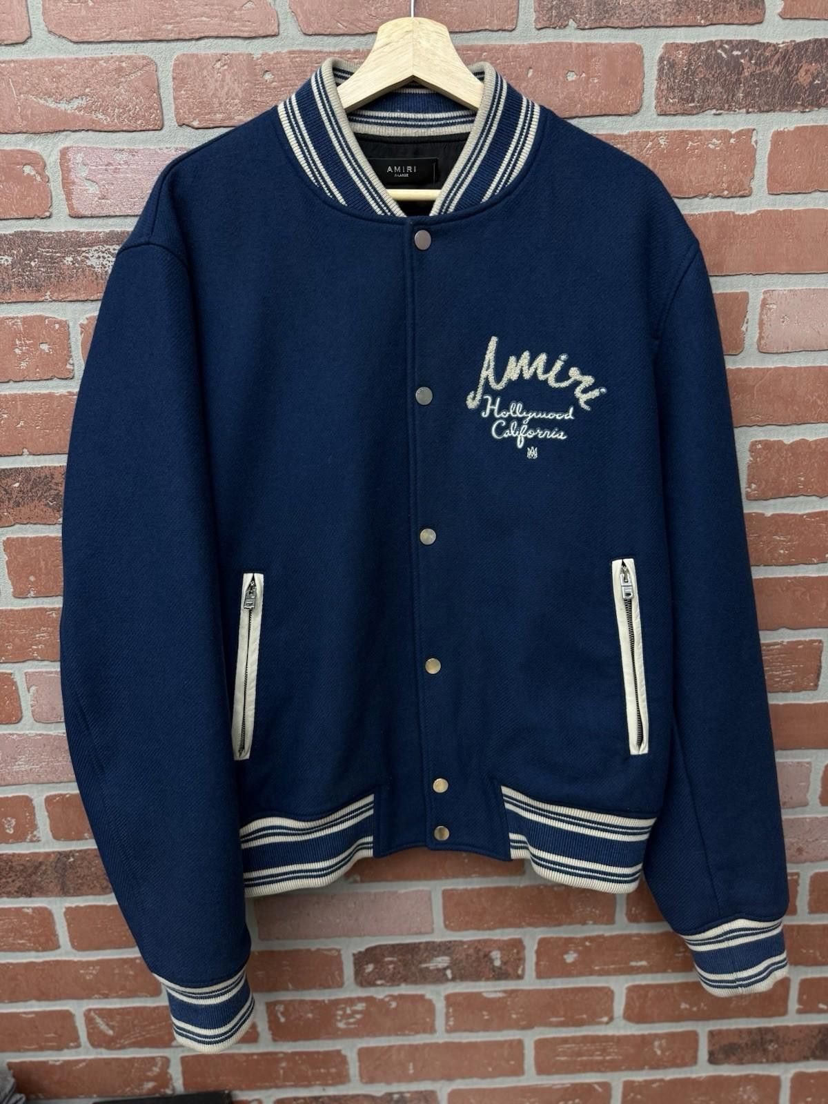 Amiri Amiri Varsity Jacket Blue White Hollywood XL $1500 Retail Size US XL / EU 56 / 4 - 4 Thumbnail