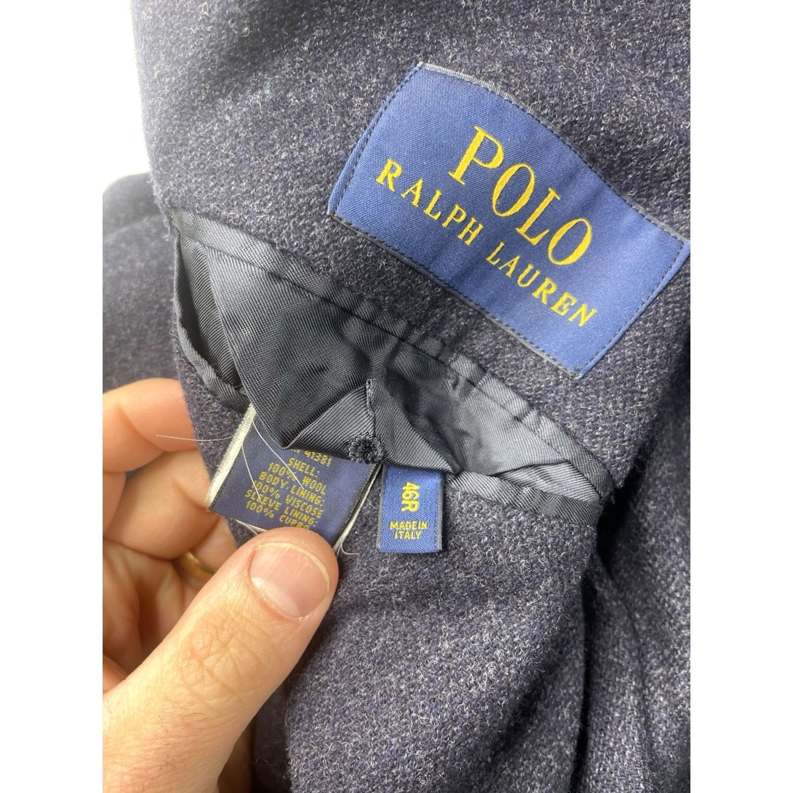 Polo Ralph Lauren Polo Ralph Lauren Blazer Mens Athletic 46 Regular Blue Wool Notch 2B Single-Breasted Three-Button Untold No Stains Tiny Hole Vintage No N/A Size US XXL / EU 58 / 5 - 5 Thumbnail