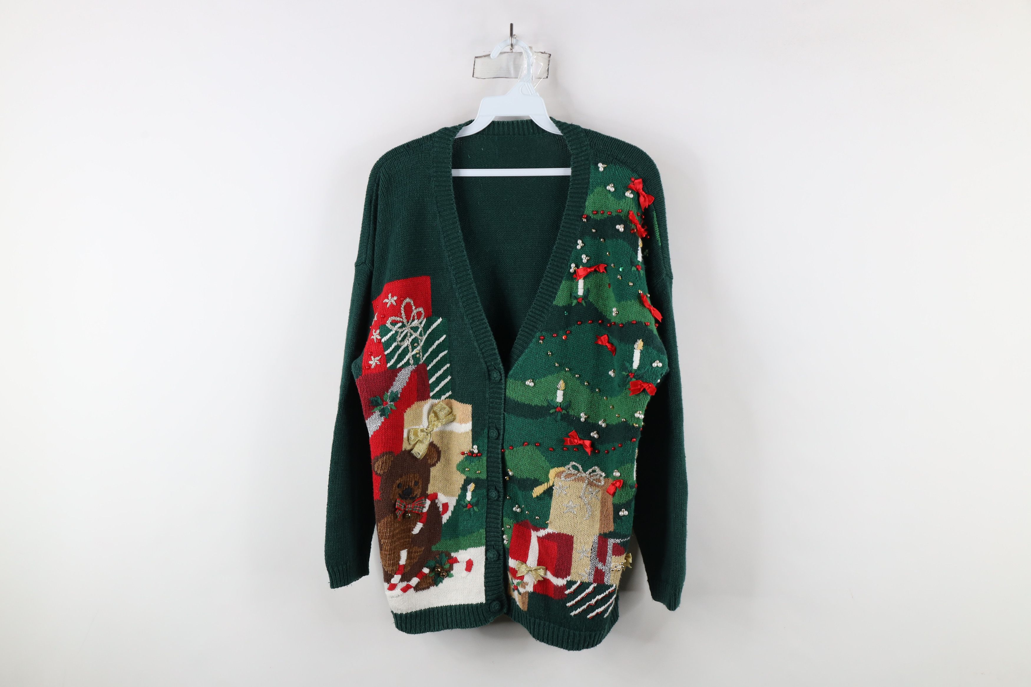 Vintage Vintage 90s Streetwear Knit Christmas Bear Cardigan Sweater Size L / US 10 / IT 46 - 1 Thumbnail