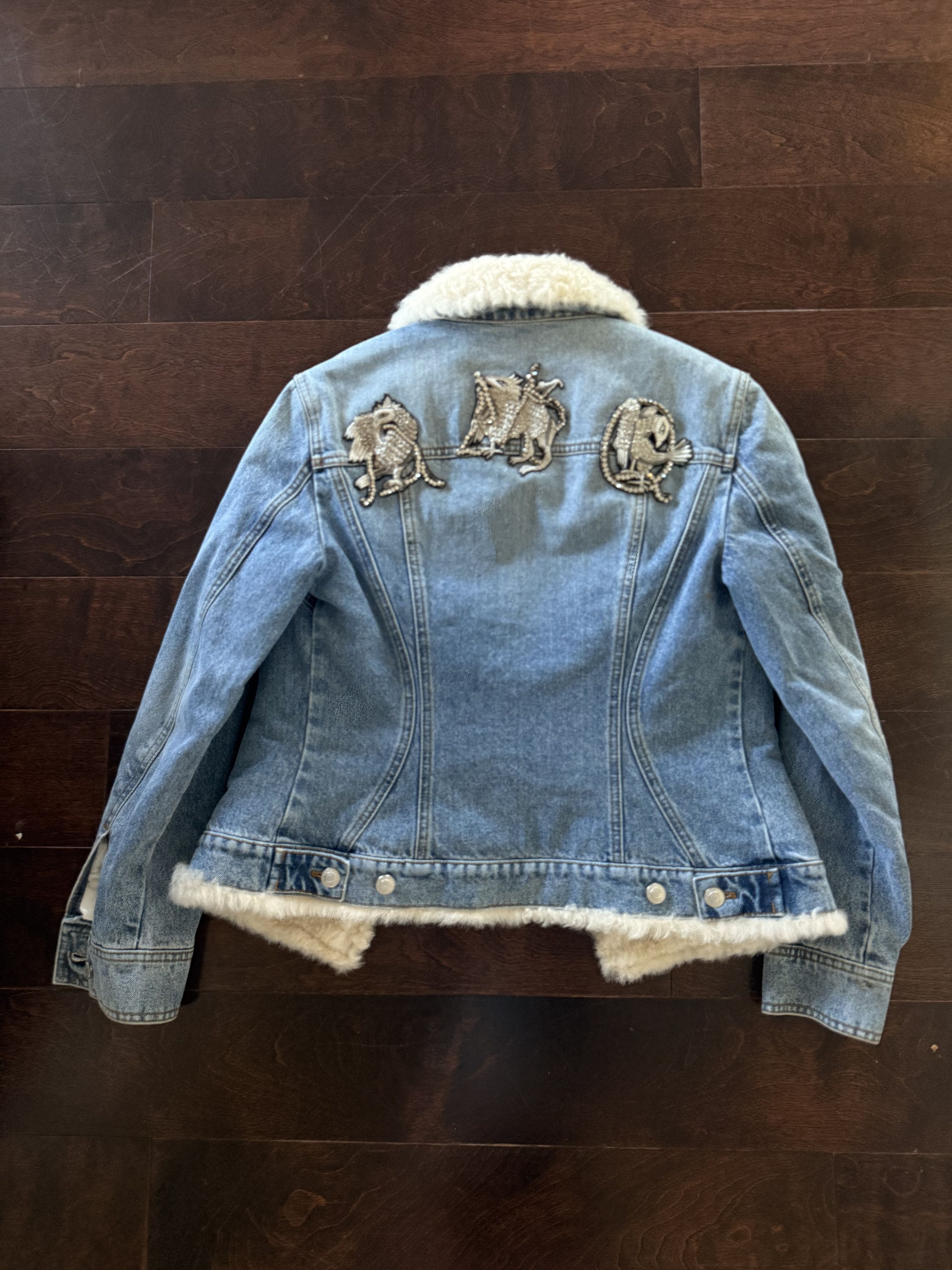 Alexander McQueen Alexander McQueen Denim Shearling- Embroidered Jacket Size M / US 6-8 / IT 42-44 - 2 Thumbnail