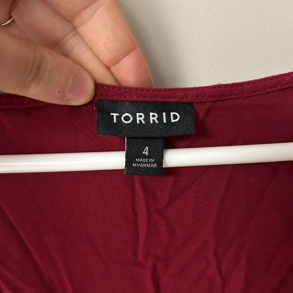 Torrid Torrid Red Button Down 3/4 Sleeve Blouse Size 4XL / US 24-26 - 5 Thumbnail