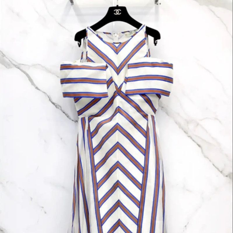 Fendi Fendi Color-Block Long Silk Blend Dress 0089 Size L / US 10 / IT 46 - 1 Thumbnail
