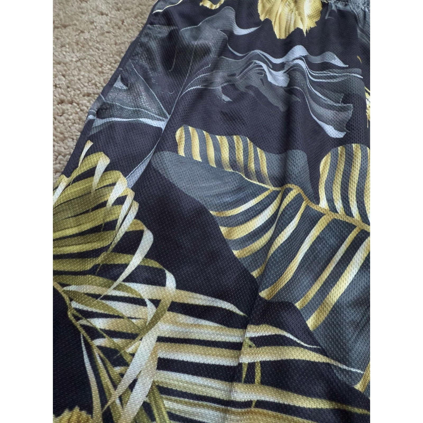 Other Tropical Palm Leaves Swim Trunks Short Black/Gold Men's 3XL Size US 42 / EU 58 - 5 Thumbnail