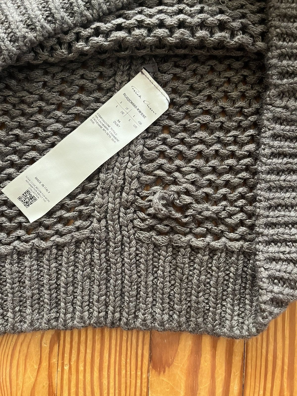 Rick Owens Rick Owens Las Palmas Open Knit Chunky Cashmere Sweater Dust Size US L / EU 52-54 / 3 - 8 Thumbnail