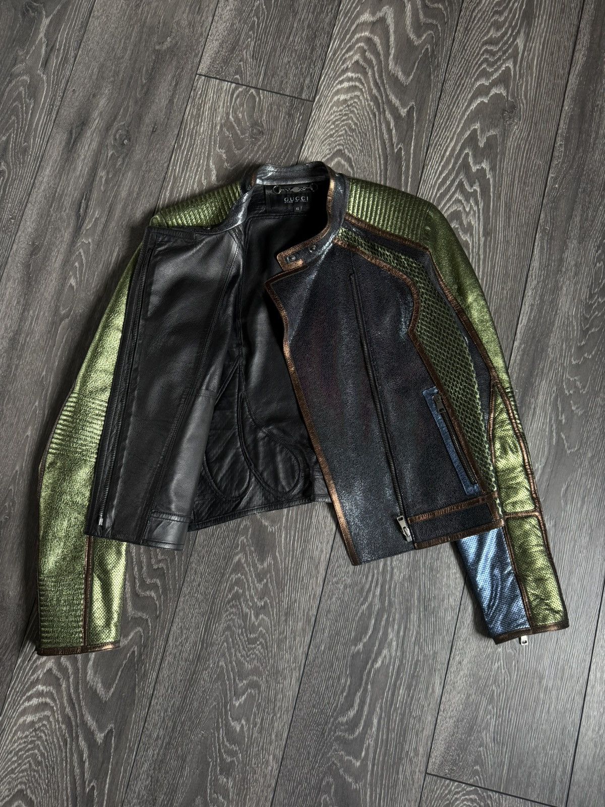 Gucci gucci ss14 multicolour panel leather jacket Size M / US 6-8 / IT 42-44 - 2 Thumbnail