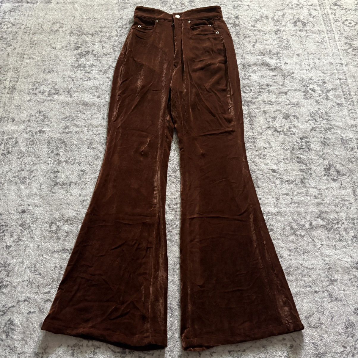 Rick Owens Rick Owens FW22 Velvet Bolan Bootcut Pants Brown | Size 25 Size US 26 / EU 42 - 1 Thumbnail