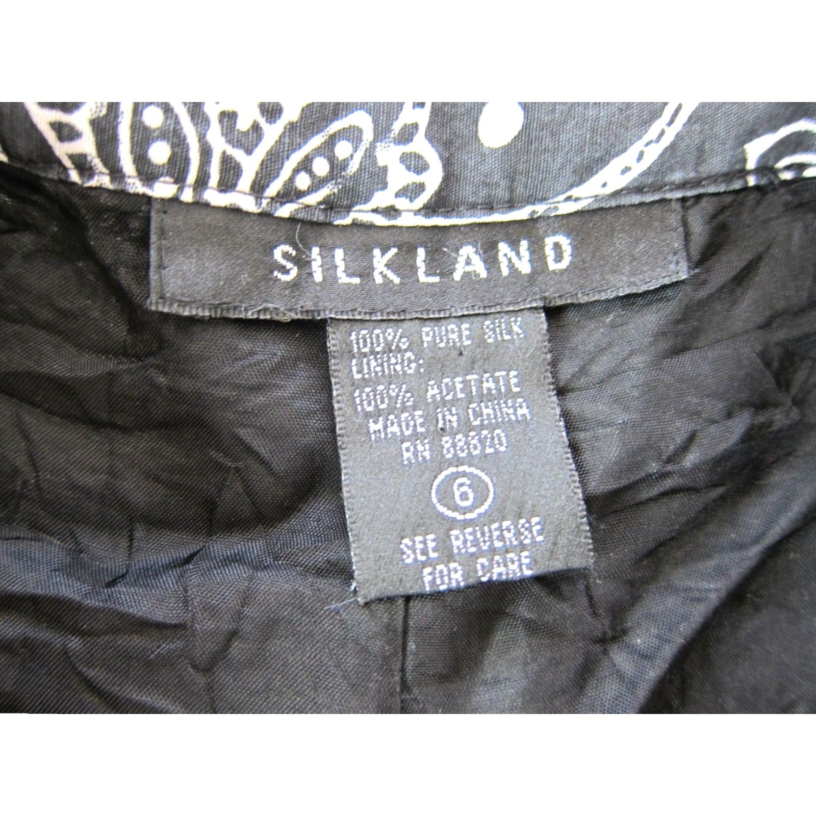 Vintage Silkland 100% Silk Black White Floral Lined High Rise Capri Chino Pant Women 6 Size 28" / US 6 / IT 42 - 3 Thumbnail