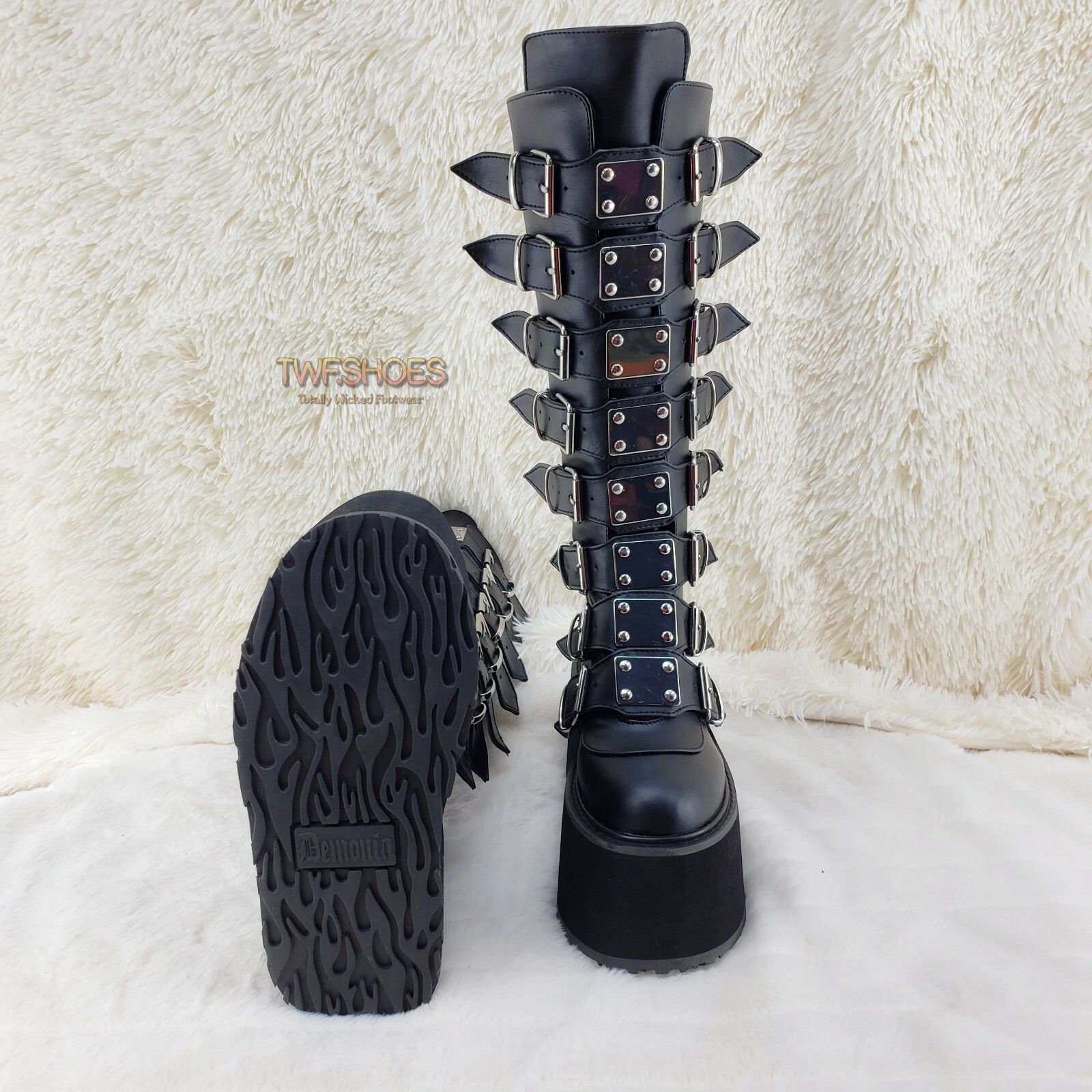 Demonia Cult DEMONIA Damned 318 Multi Strap Goth Punk Rock Platform Boots Size US 6 / IT 36 - 9 Thumbnail