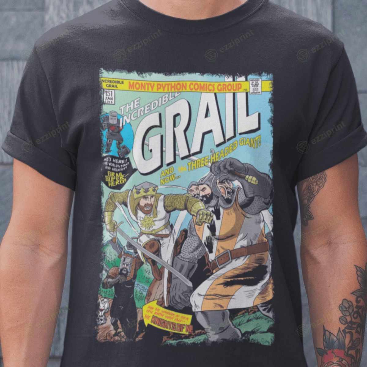 The Unbranded Brand THREE-HEADED GIANT MONTY PYTHON T-SHIRT Size US L / EU 52-54 / 3 - 1 Thumbnail