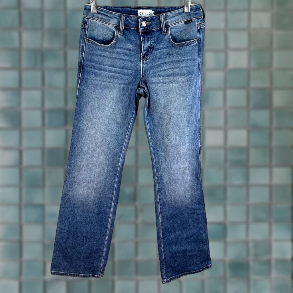 Denime CELLO Jeans Slim Boyfriend Straight Denim Size 5 Adult 30x33 Blue 5-Pocket Zipper Button 80s 90s Grunge Womens Size 27" / US 4 / IT 40 - 1 Thumbnail