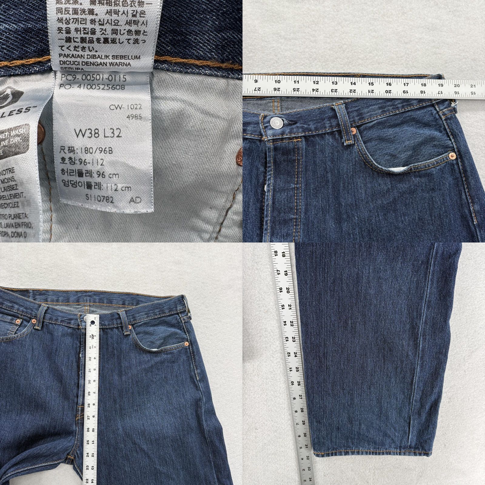 Levi's VINTAGE Levis 501 Jeans Mens 38x32 Blue Dark Wash Button Fly Straight Denim Y2K Size US 38 / EU 54 - 8 Thumbnail